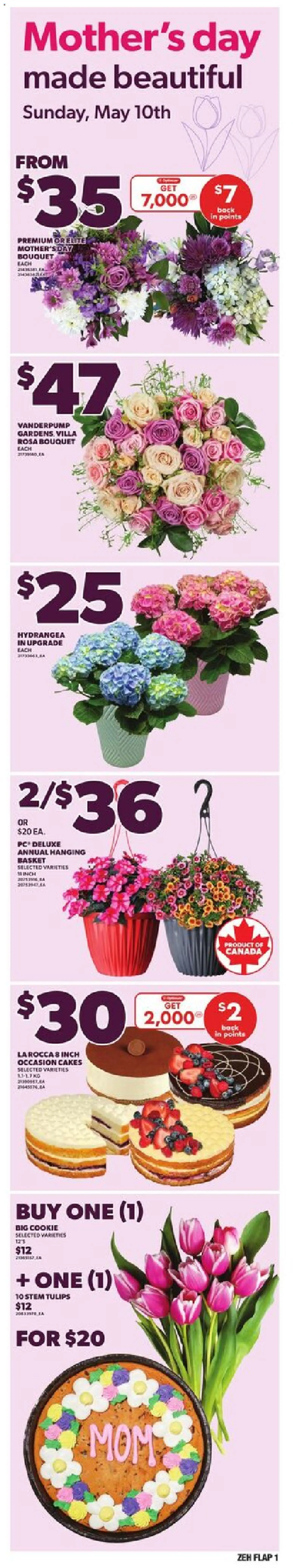 Zehrs flyer valid from May 7, 2026 | Page: 1 | Products: Tulips, Basket