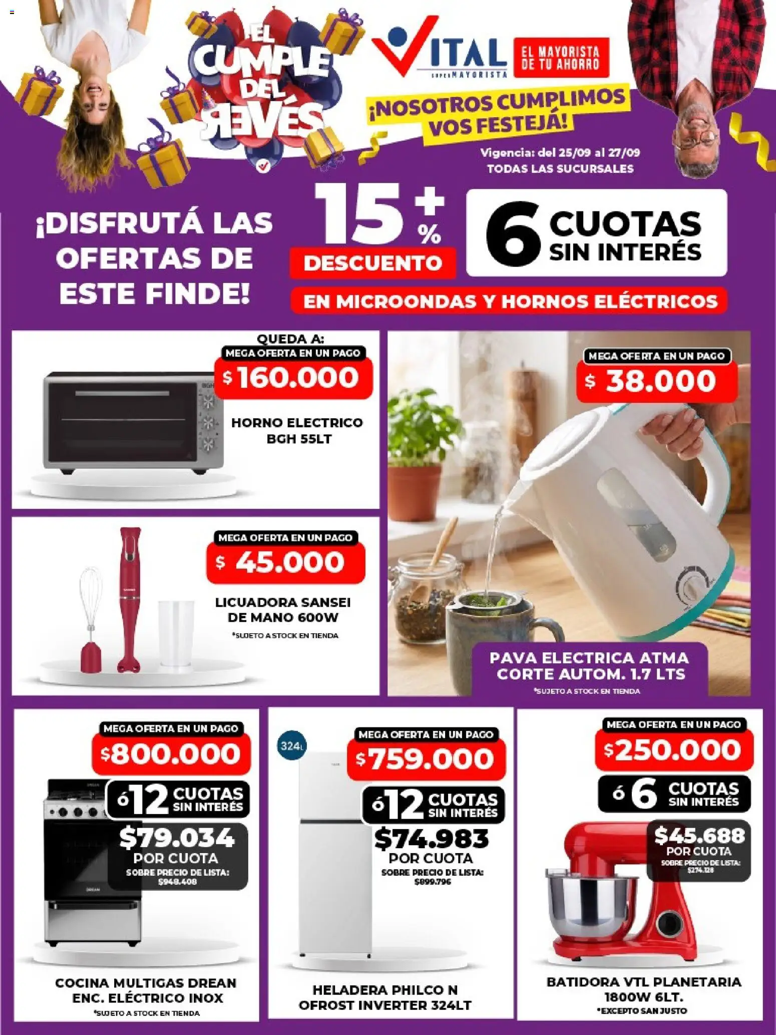 Vital - Ofertas fin │ válido desde el 25/09/2026 | Página: 6 | Productos: Batidora, Sobre, Heladera, Licuadora