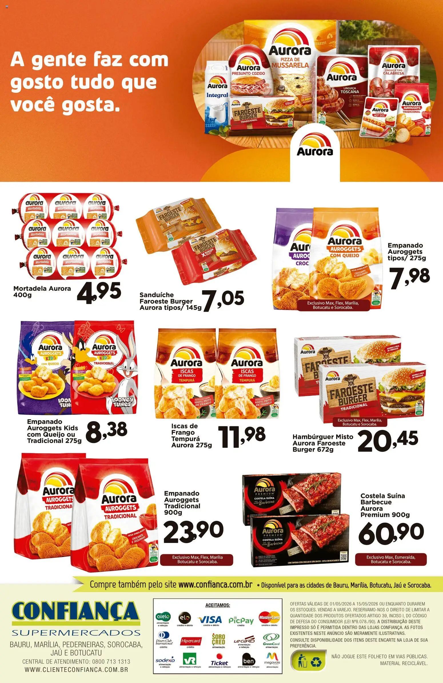 Confiança Folheto - válido de 01.05.2026 | Página: 2 | Produtos: Forno, Salsicha, Presunto, Pizza
