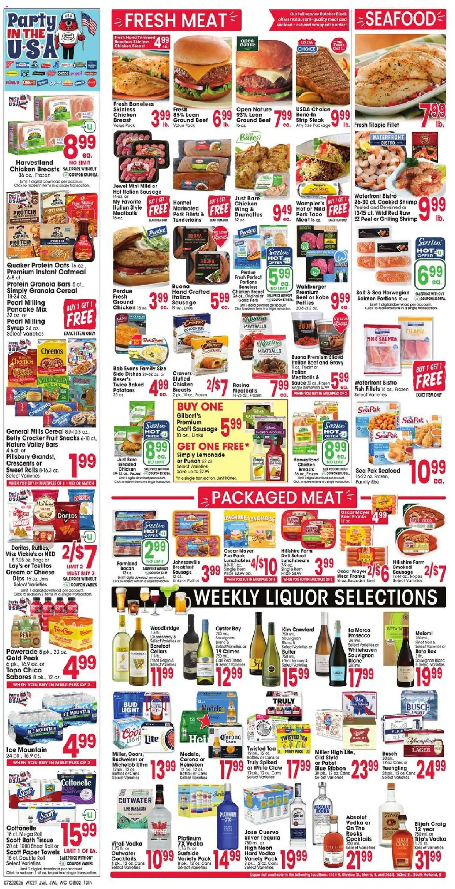 Jewel Osco Weekly Ad - valid from 07/22/2026 | Page: 2 | Products: Butter, Vodka, Seafood, Garlic
