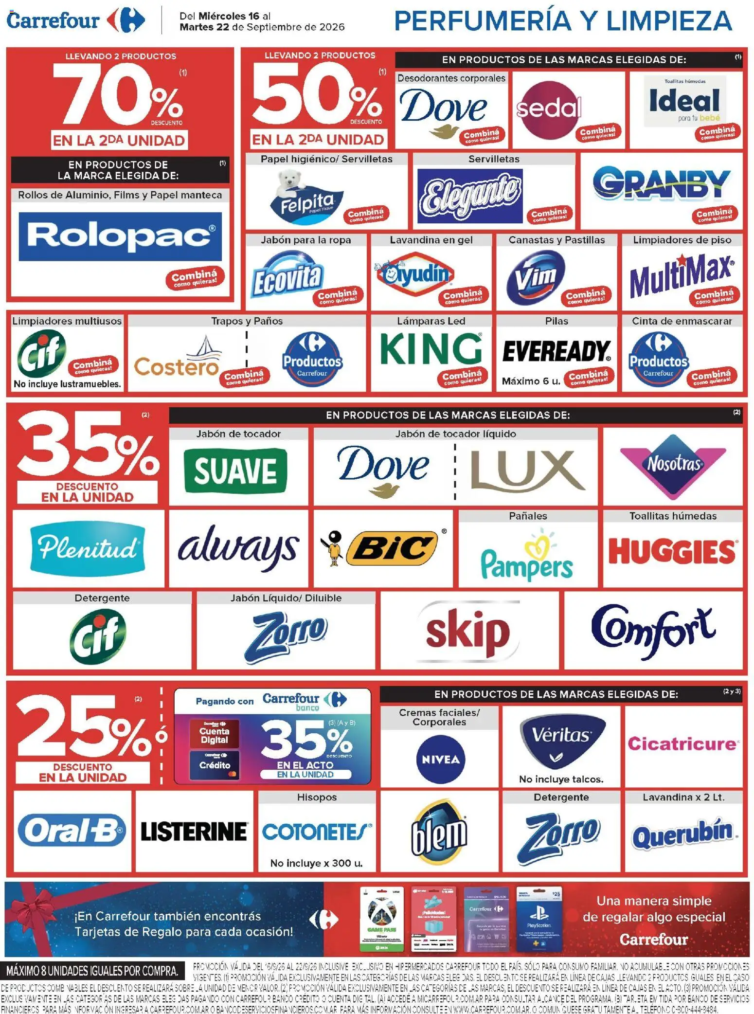 Carrefour - Carrefour Hiper Ofertas │ válido desde el 16/09/2026 | Página: 16 | Productos: Cinta, Pilas, Toallitas húmedas, Papel manteca