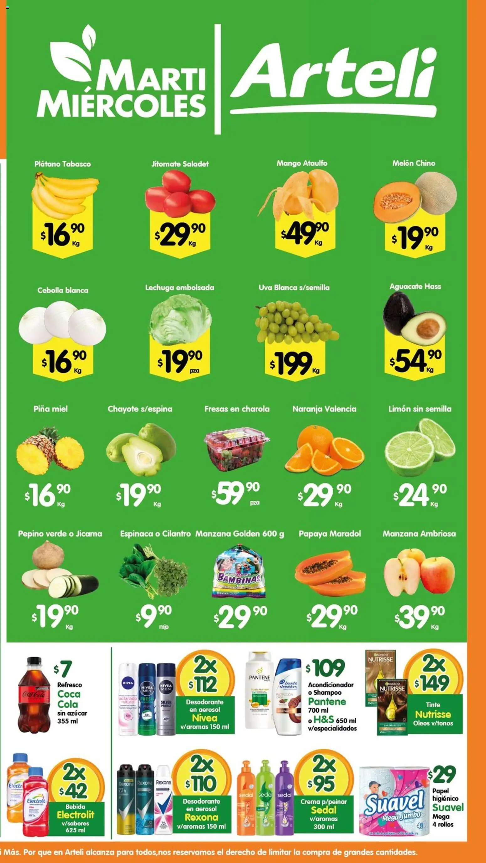 Nuevas ofertas de Arteli válidas en toda la República Mexicana desde el 19.05.2026. ¡Encuentra las mejores ofertas en Arteli folleto! | Página: 2 | Productos: Plátano, Manzana, Mango, Aguacate