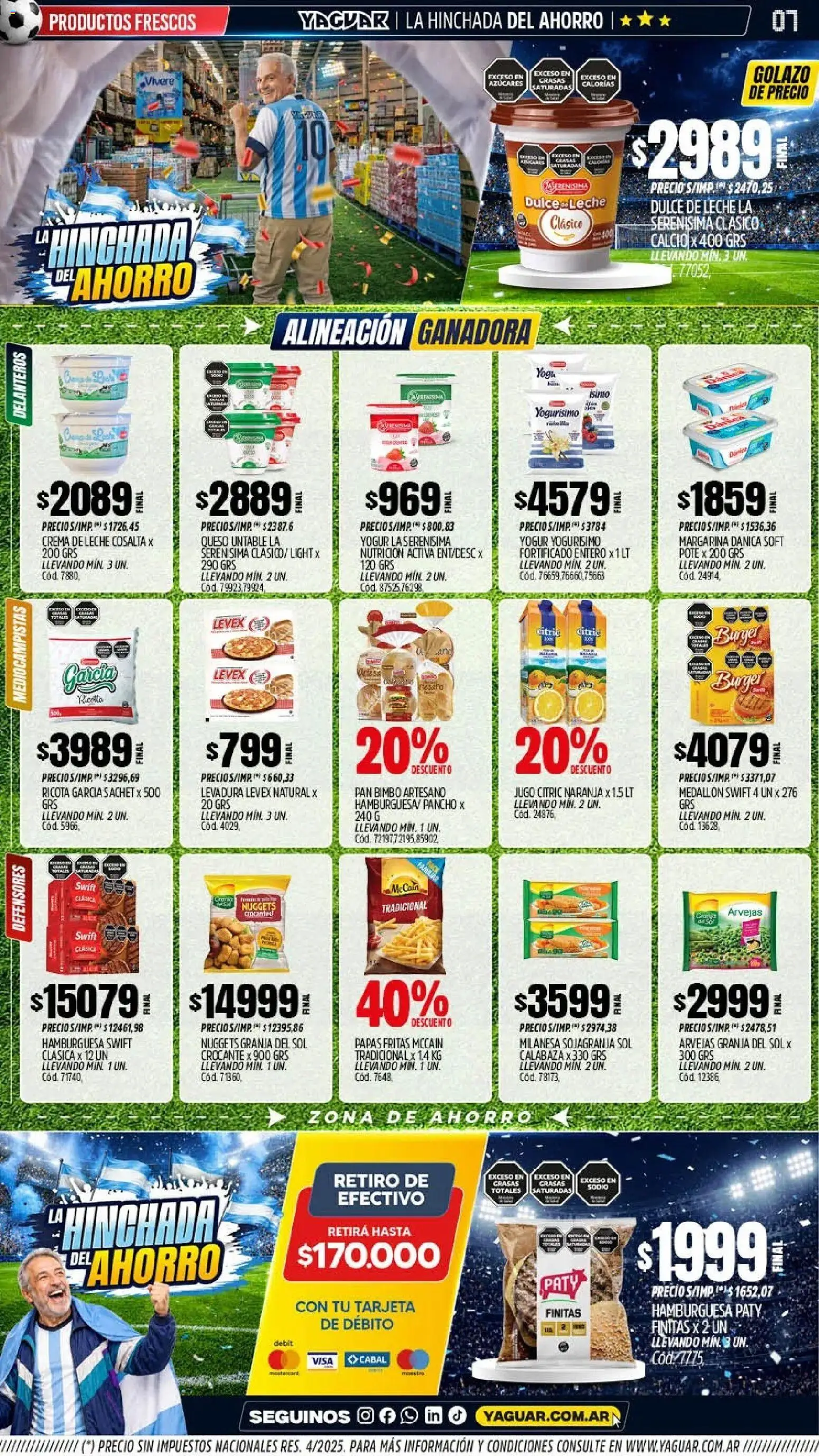 Yaguar - Oferta Semanal Salta │ válido desde el 08.06.2026 | Página: 8 | Productos: Crema de leche, Dulce de leche, Arvejas, Crema