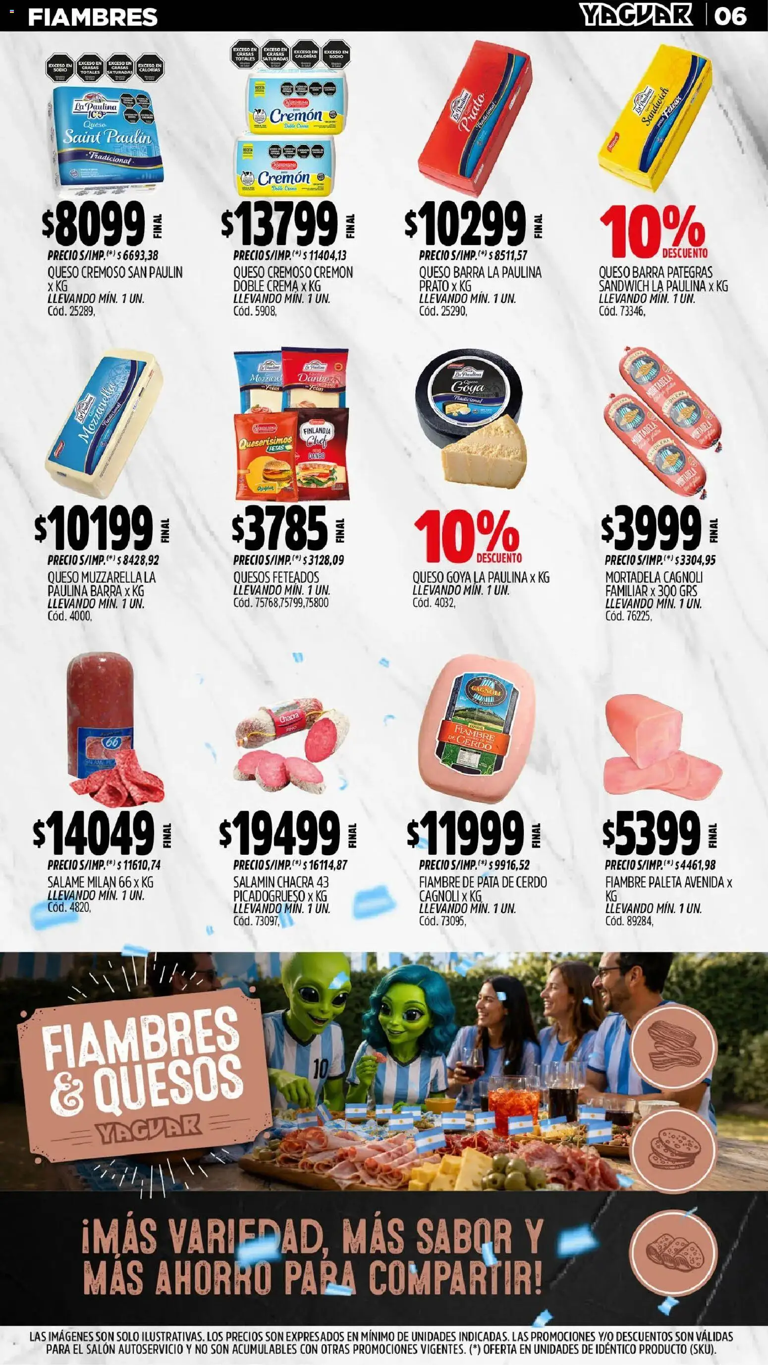 Yaguar - Oferta Semanal Mendoza │ válido desde el 29/06/2026 | Página: 6 | Productos: Mortadela, Muzzarella, Paleta, Queso