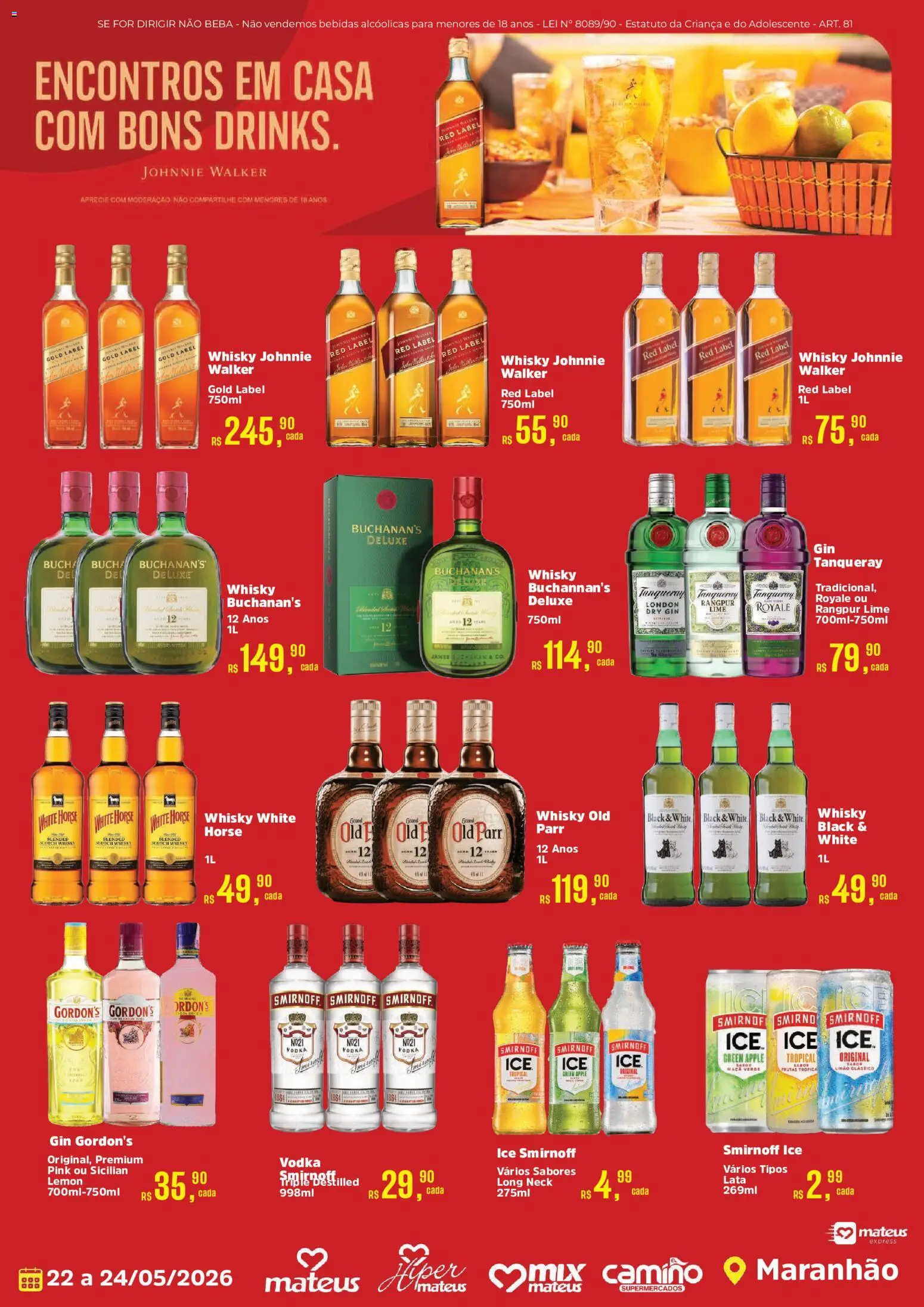 Mateus Folheto - válido de 22.05.2026 | Página: 1 | Produtos: Whisky, Gin, Vodka