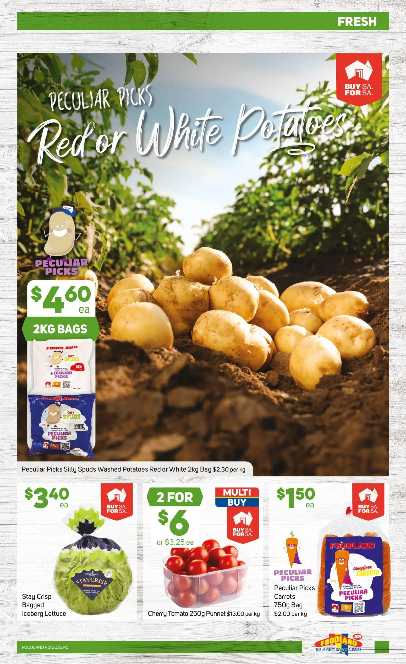 Foodland catalogue - valid from 20.05.2026 | Page: 5 | Products: Lettuce, Carrots, Potatoes, Bag