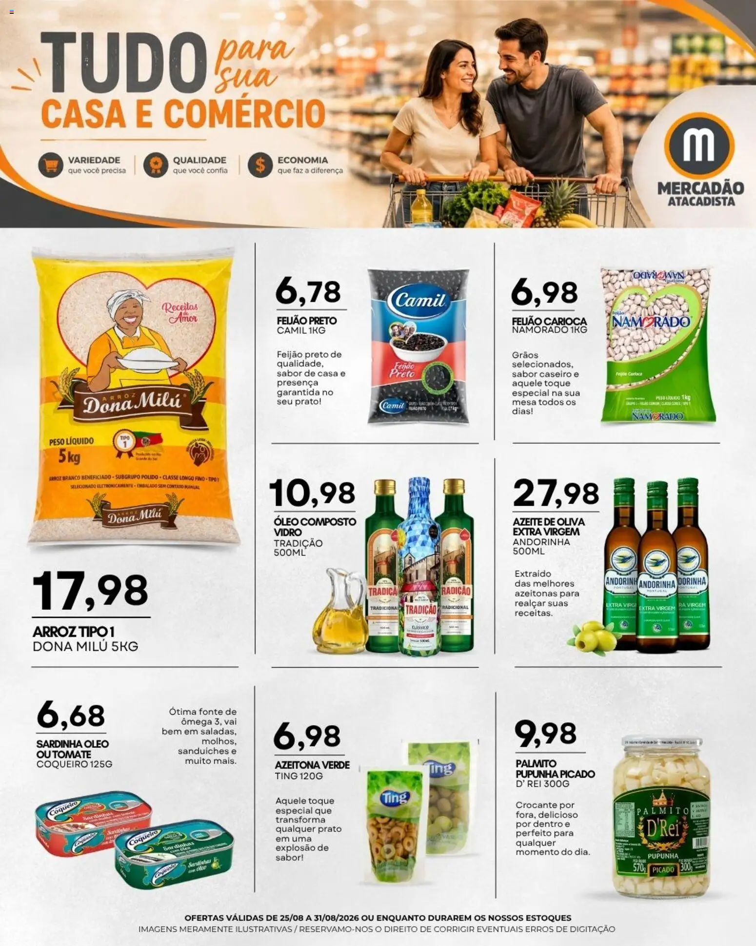 Mercadão Atacadista Folheto - válido de 25/08/2026 | Página: 4 | Produtos: Tomate, Sardinhas, Arroz, Ômega