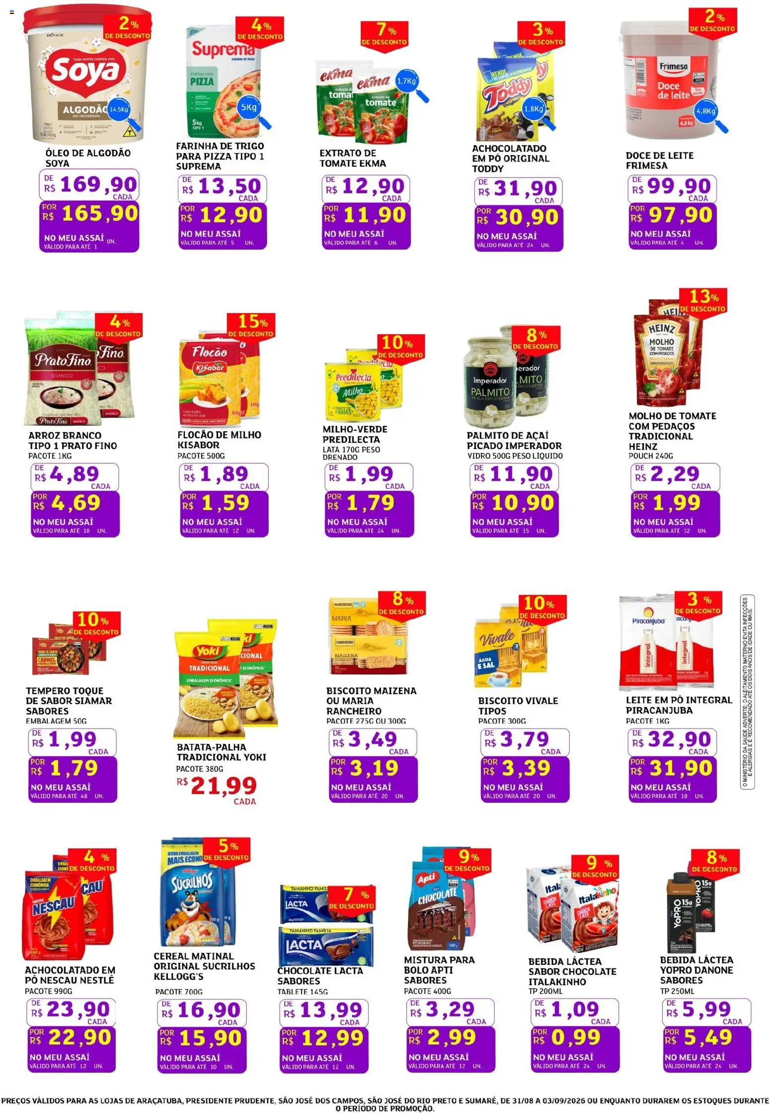 Assaí Atacadista Folheto - válido de 31/08/2026 | Página: 2 | Produtos: Palmito, Achocolatado, Óleo, Açaí
