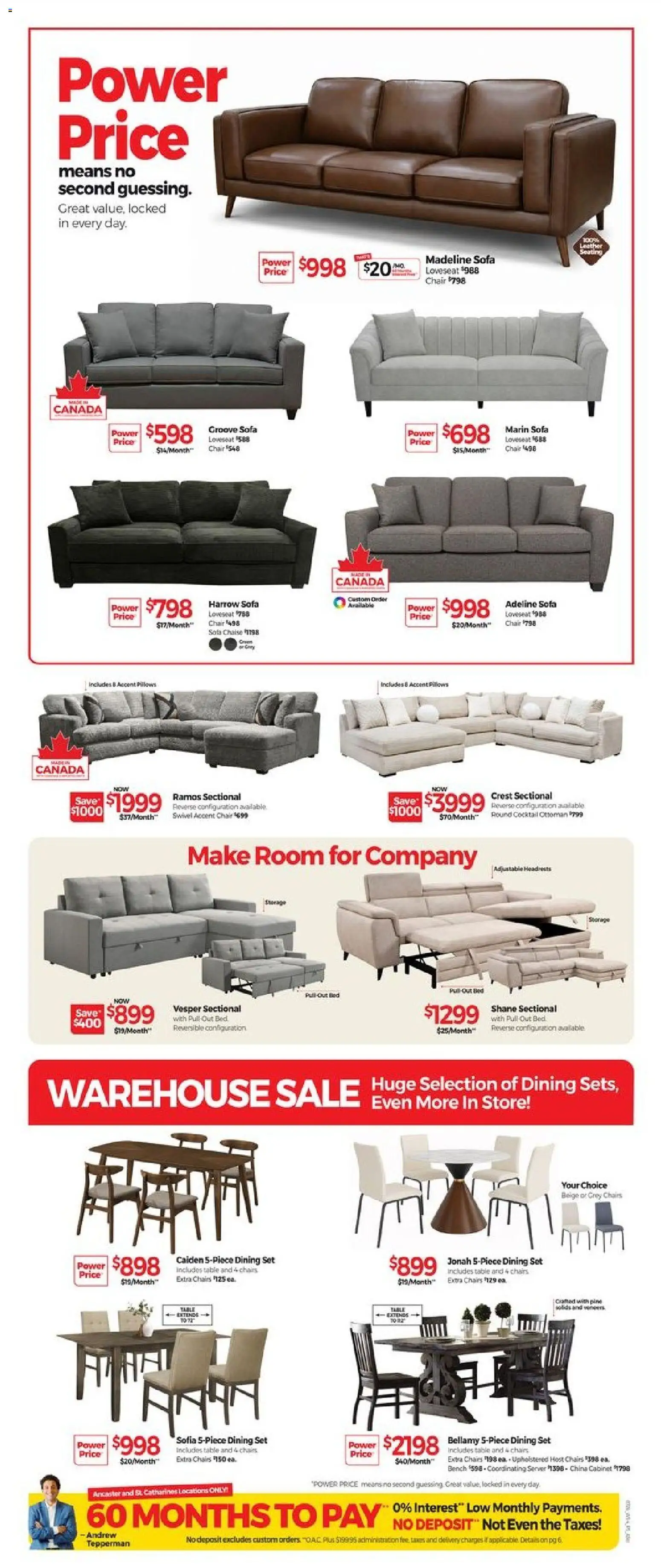 Tepperman's flyer valid from Jul 17, 2026 | Page: 4 | Products: Bed, Sofa, Chair, Cabinet