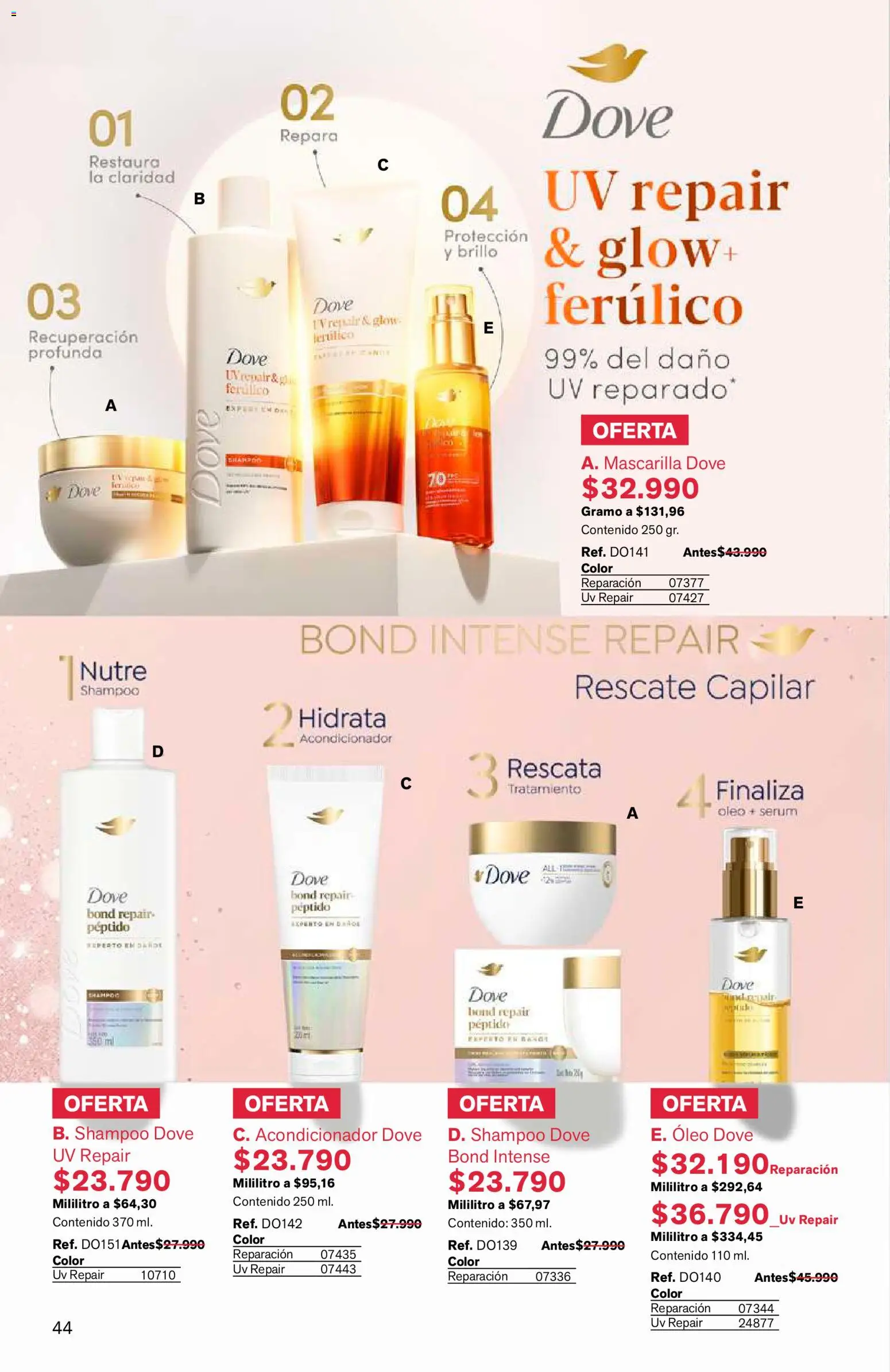 Leonisa revista - valida desde el 15/07/2026 | Página: 44 | Productos: Serum, Brillo, Mascarilla, Acondicionador