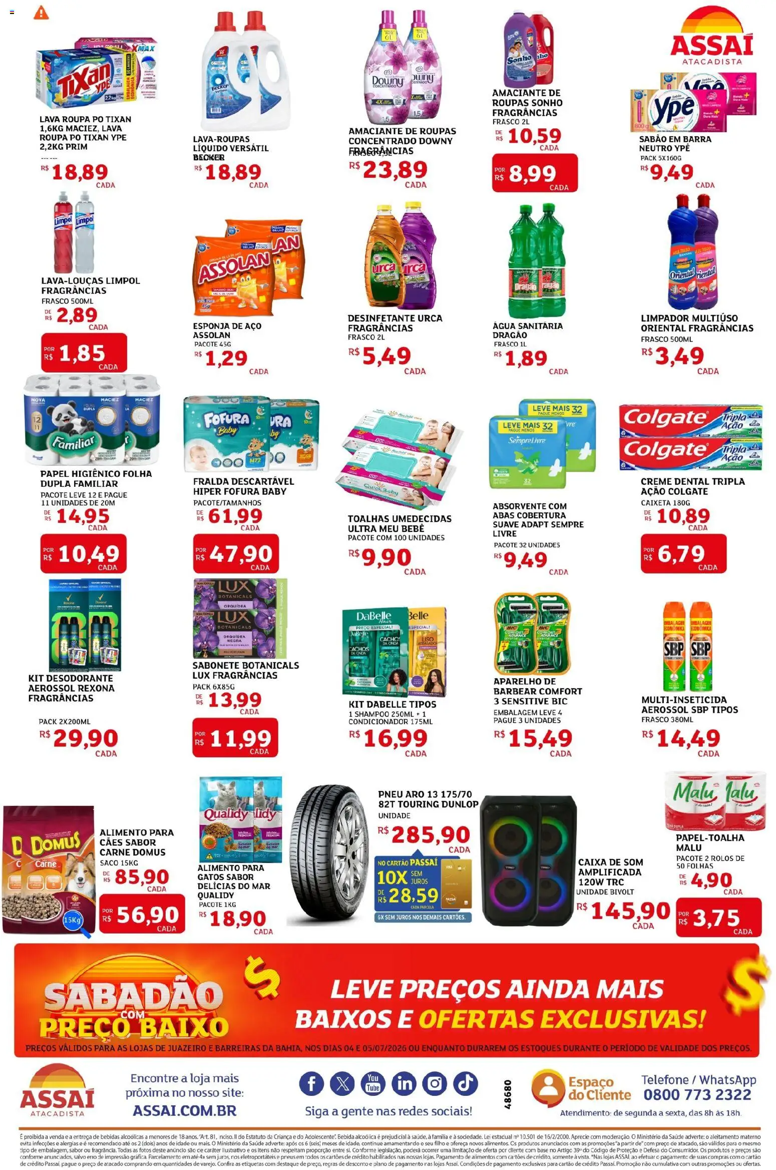 Assaí Atacadista Folheto - válido de 04/07/2026 | Página: 4 | Produtos: Sabão, Desodorante, Creme, Sabonete