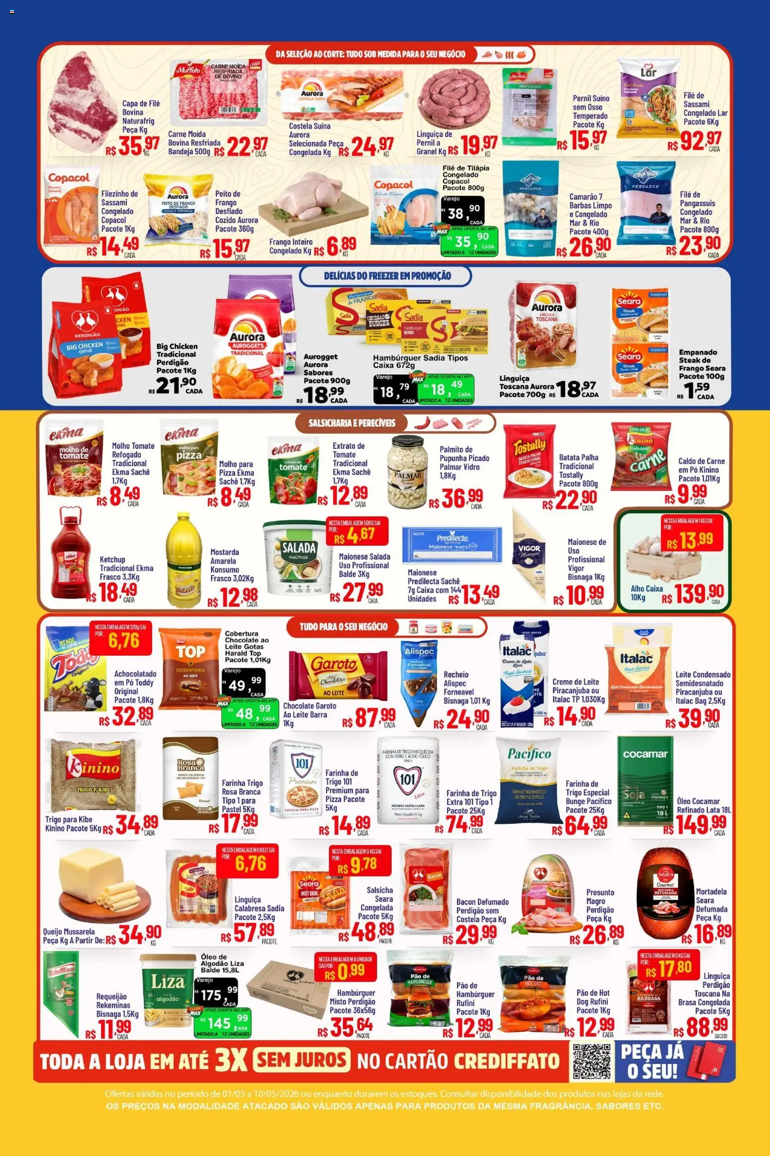 Max Atacadista Folheto - válido de 01.05.2026 | Página: 6 | Produtos: Palmito, Leite, Camarão, Filé de tilápia