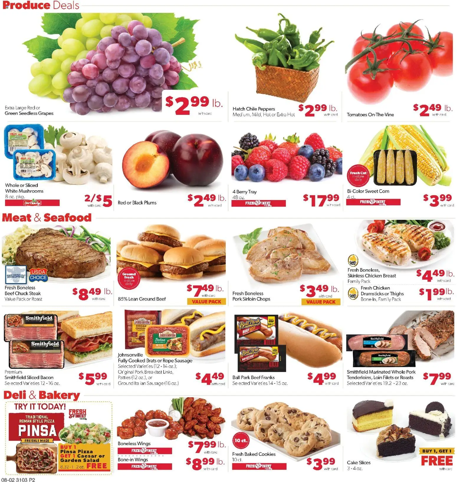 Family Fare Weekly Ad - ND - valid from 08/02/2026 | Page: 2 | Products: Mushrooms, Plums, Beef, Beef chuck