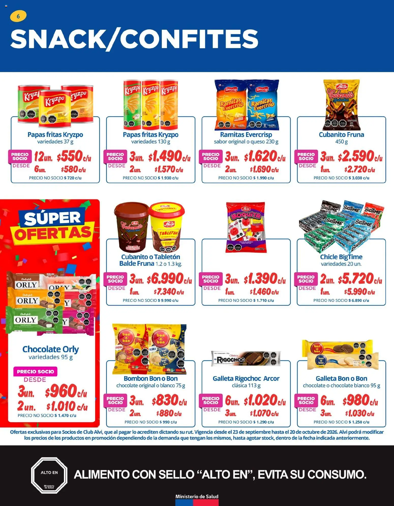 Alvi Ofertas │ válido desde el 21.09.2026 | Página: 6 | Productos: Chocolate blanco, Queso, Chocolate, Papas fritas