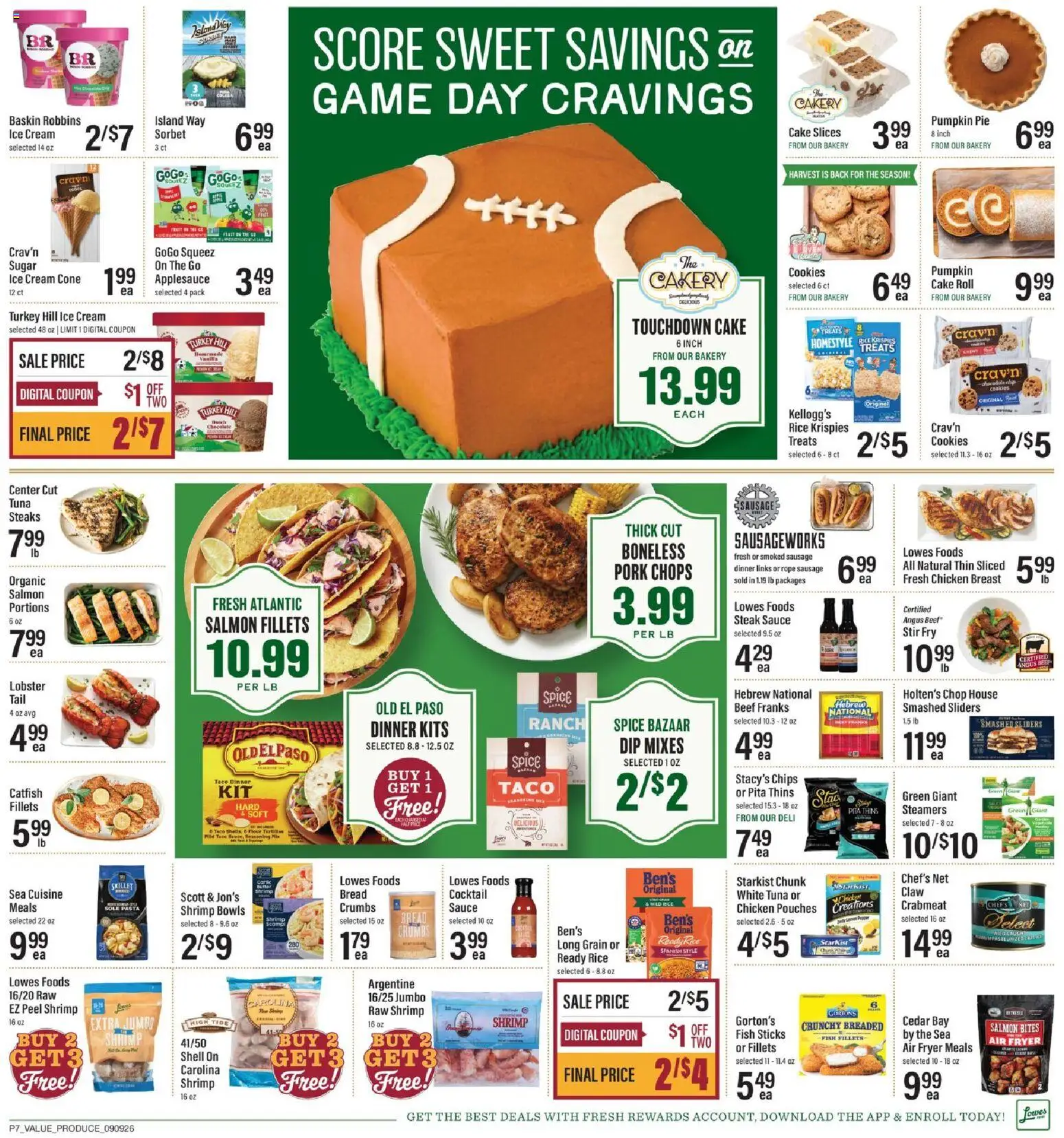 Lowes Foods Weekly Ad - valid from 09/09/2026 | Page: 10 | Products: Sauce, Air fryer, Pumpkin, Salmon