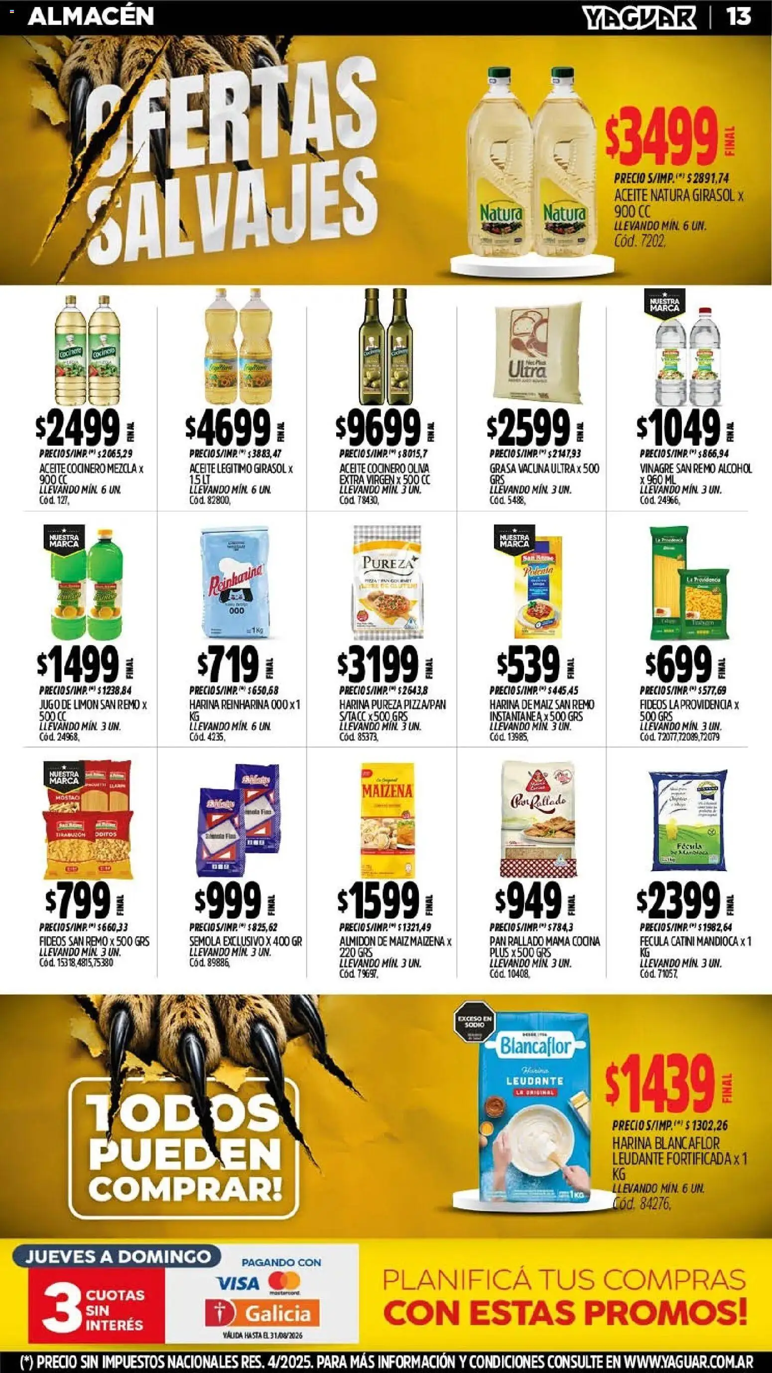 Yaguar - Oferta Semanal Misiones │ válido desde el 10/08/2026 | Página: 14 | Productos: Harina, Maiz, Limón, Alcohol