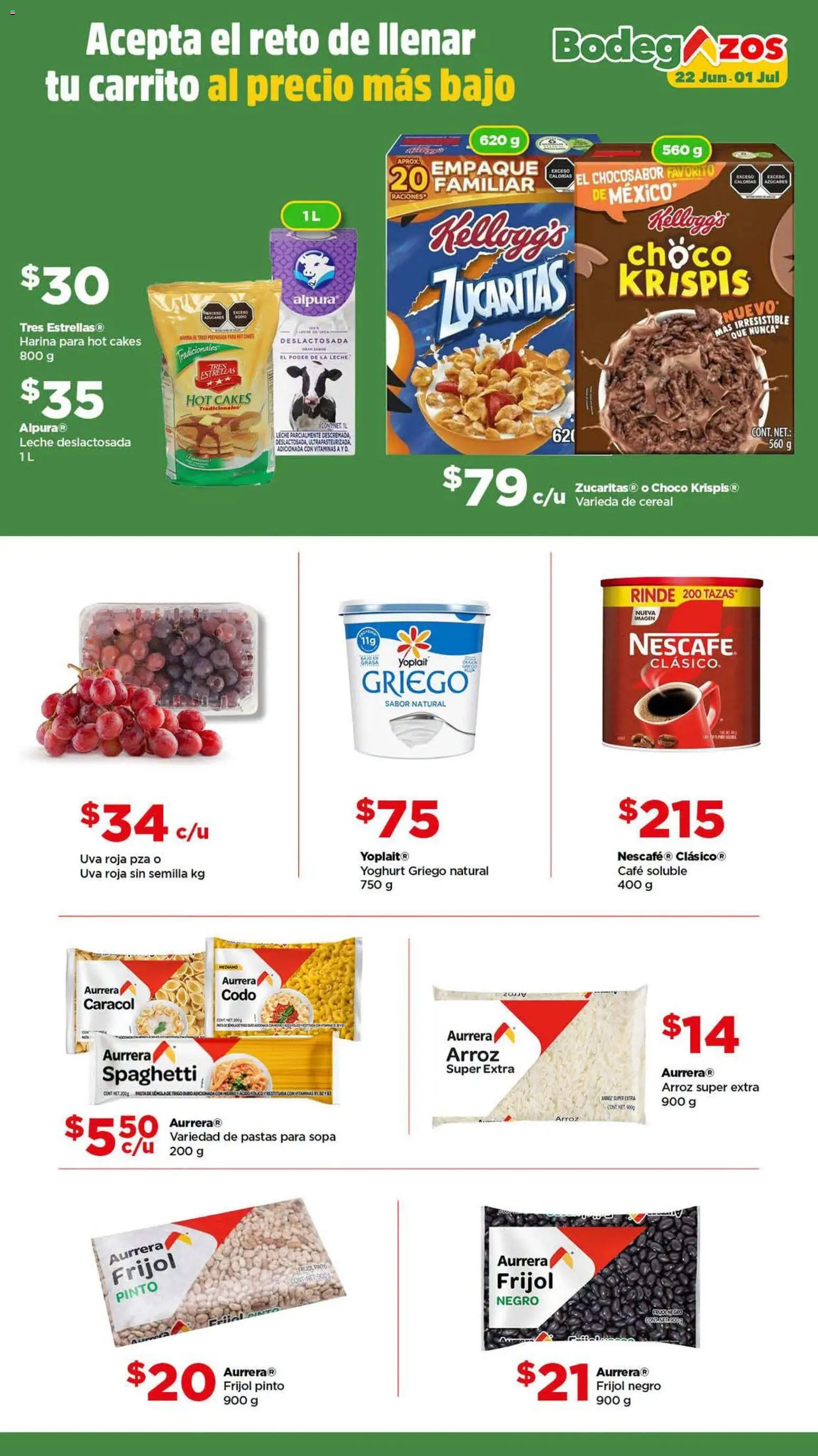 Nuevas ofertas de Bodega Aurrerá válidas en toda la República Mexicana desde el 22/06/2026. ¡Encuentra las mejores ofertas en Bodega Aurrerá folleto lleva tu despensa completa al precio más baj! | Página: 4 | Productos: Harina, Sopa, Café, Uva
