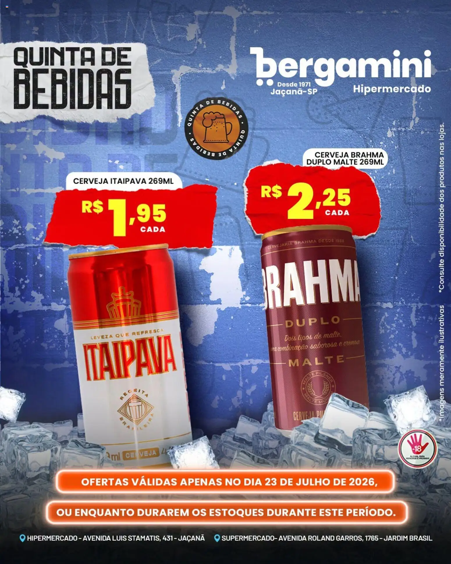 Supermercado Bergamini Folheto - válido de 23/07/2026 | Página: 1 | Produtos: Cerveja