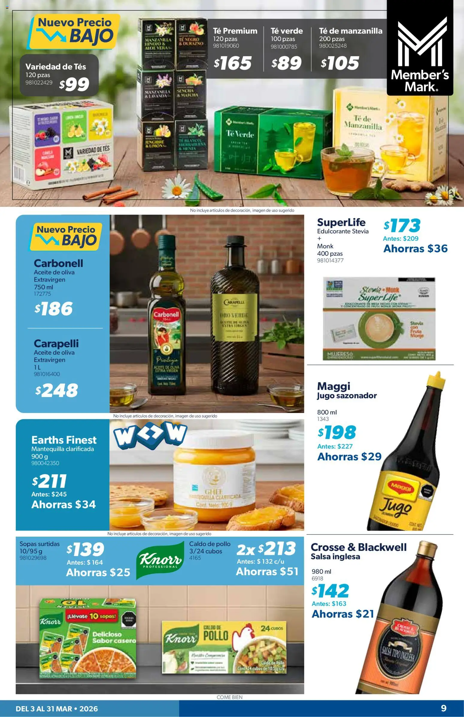 Nuevas ofertas de Sam's Club válidas en toda la República Mexicana desde el 03/03/2026. ¡Encuentra las mejores ofertas en Sam's Club catálogo! | Página: 9 | Productos: Pollo, Edulcorante, Caldo de pollo, Té verde