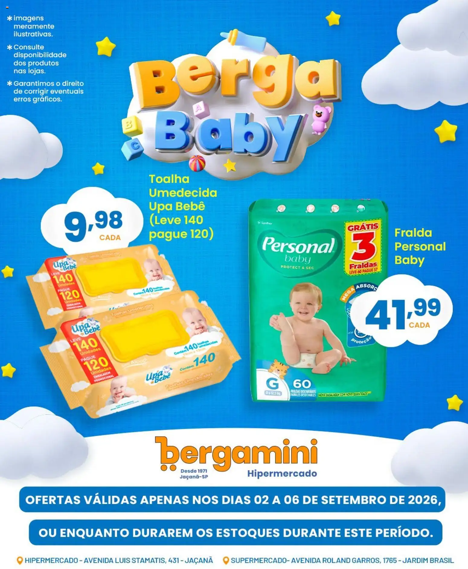 Supermercado Bergamini Folheto - válido de 02/09/2026 | Página: 2 | Produtos: Fraldas, Toalha umedecida