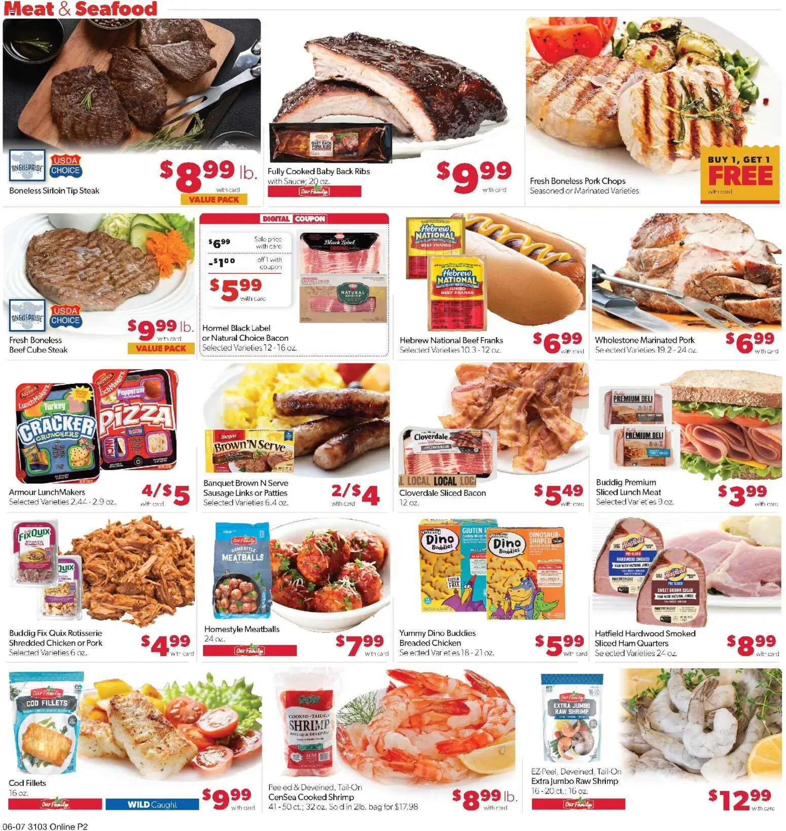 Family Fare Weekly Ad - ND - valid from 07.06.2026 | Page: 6 | Products: Pizza, Pork, Beef, Seafood