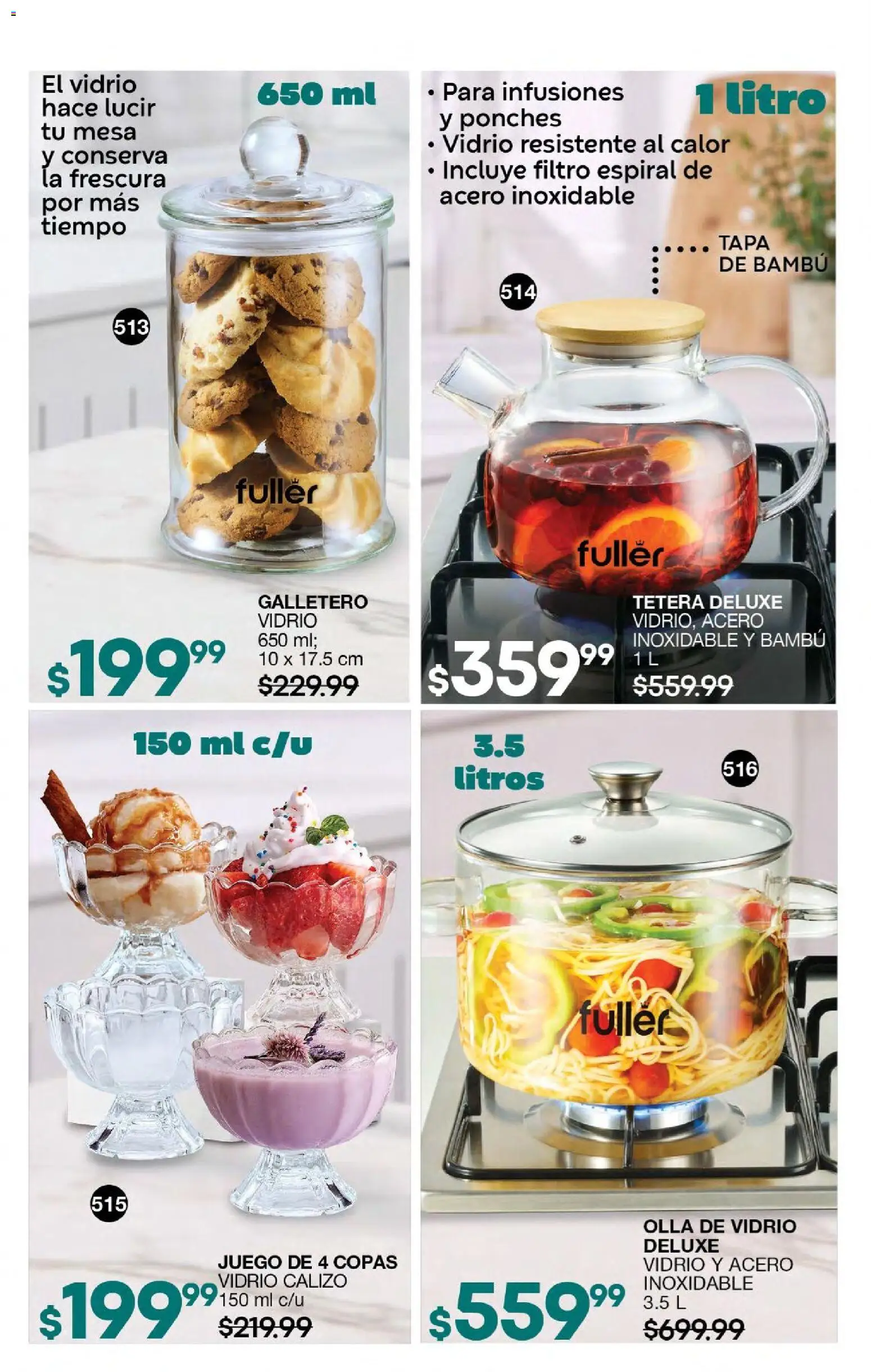 Nuevas ofertas de Fuller válidas en toda la República Mexicana desde el 24.06.2026. ¡Encuentra las mejores ofertas en Fuller campaña 6 2026! | Página: 113 | Productos: Tetera, Juego, Mesa, Olla
