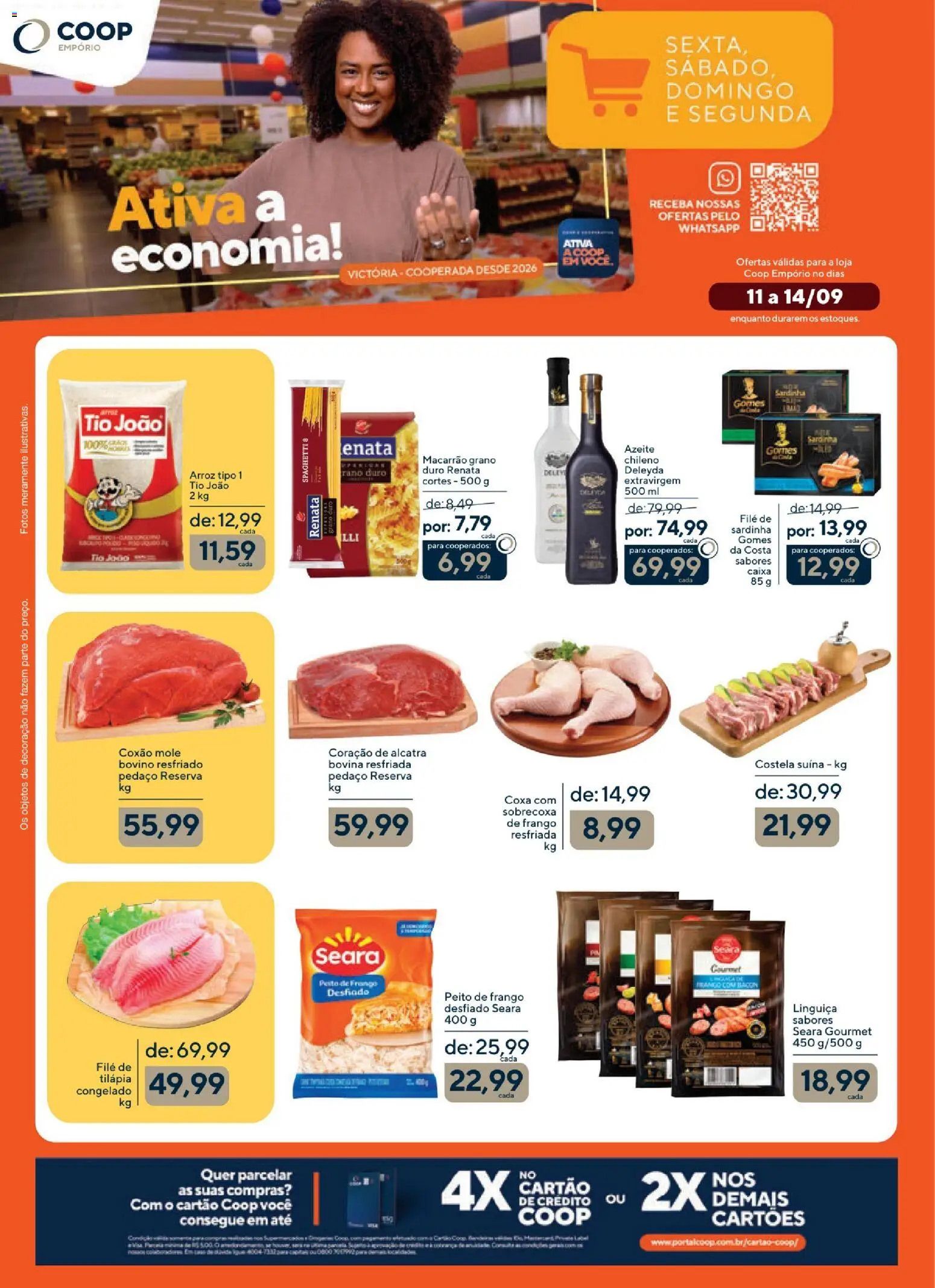 Coop Folheto - válido de 11/09/2026 | Página: 1 | Produtos: Coxão mole, Linguiça, Filé de tilápia, Peito de frango