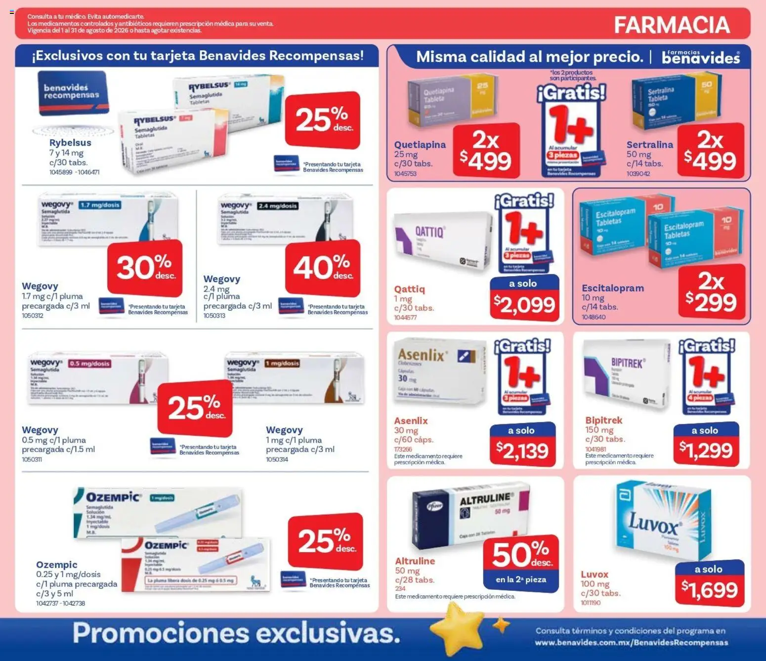 Nuevas ofertas de Farmacia Benavides válidas en toda la República Mexicana desde el 01/08/2026. ¡Encuentra las mejores ofertas en Farmacia Benavides catálogo! | Página: 7