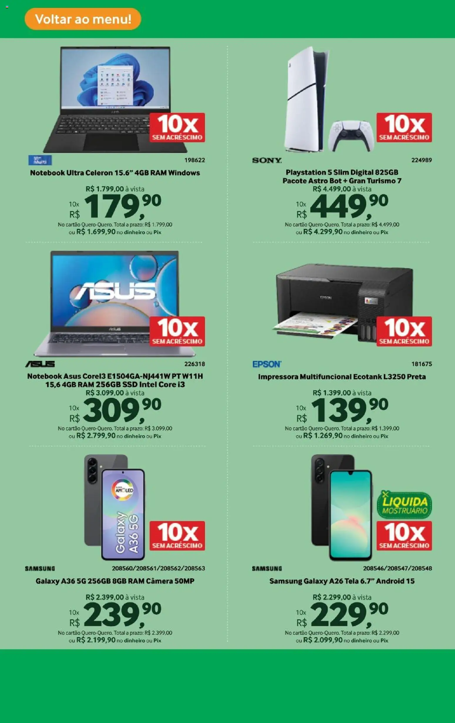 Lojas Quero-Quero Folheto - válido de 16.03.2026 | Página: 17 | Produtos: Notebook, Tela, Playstation 5, Câmera