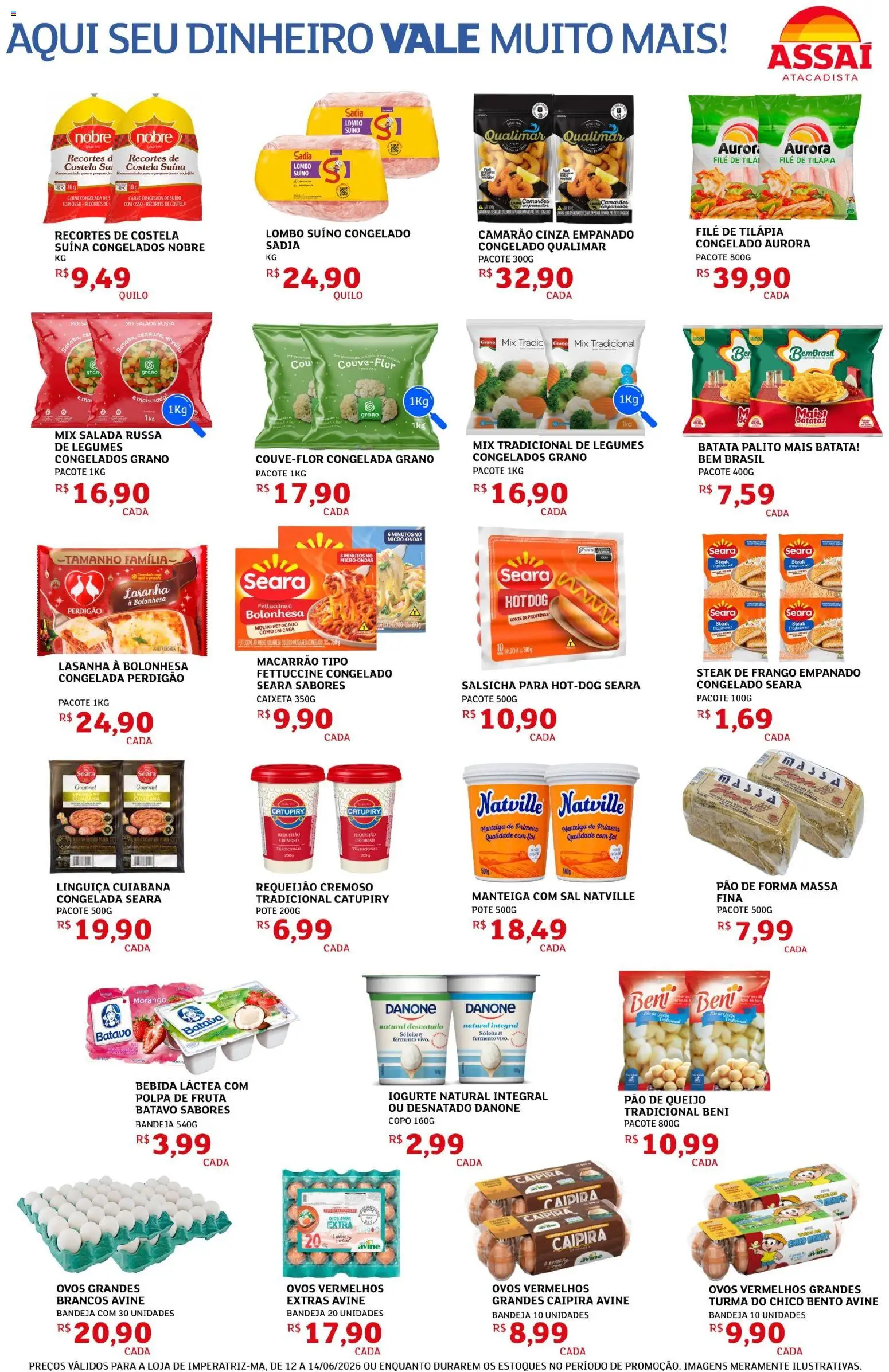 Assaí Atacadista Folheto - válido de 12.06.2026 | Página: 3 | Produtos: Linguiça, Lombo, Manteiga, Frango