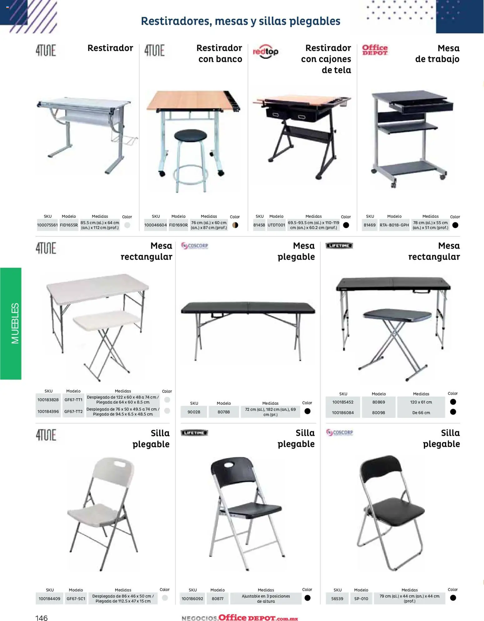 Nuevas ofertas de Office Depot válidas en toda la República Mexicana desde el 12/01/2026. ¡Encuentra las mejores ofertas en Office Depot catálogo 2026! | Página: 148 | Productos: Silla, Banco, Mesa