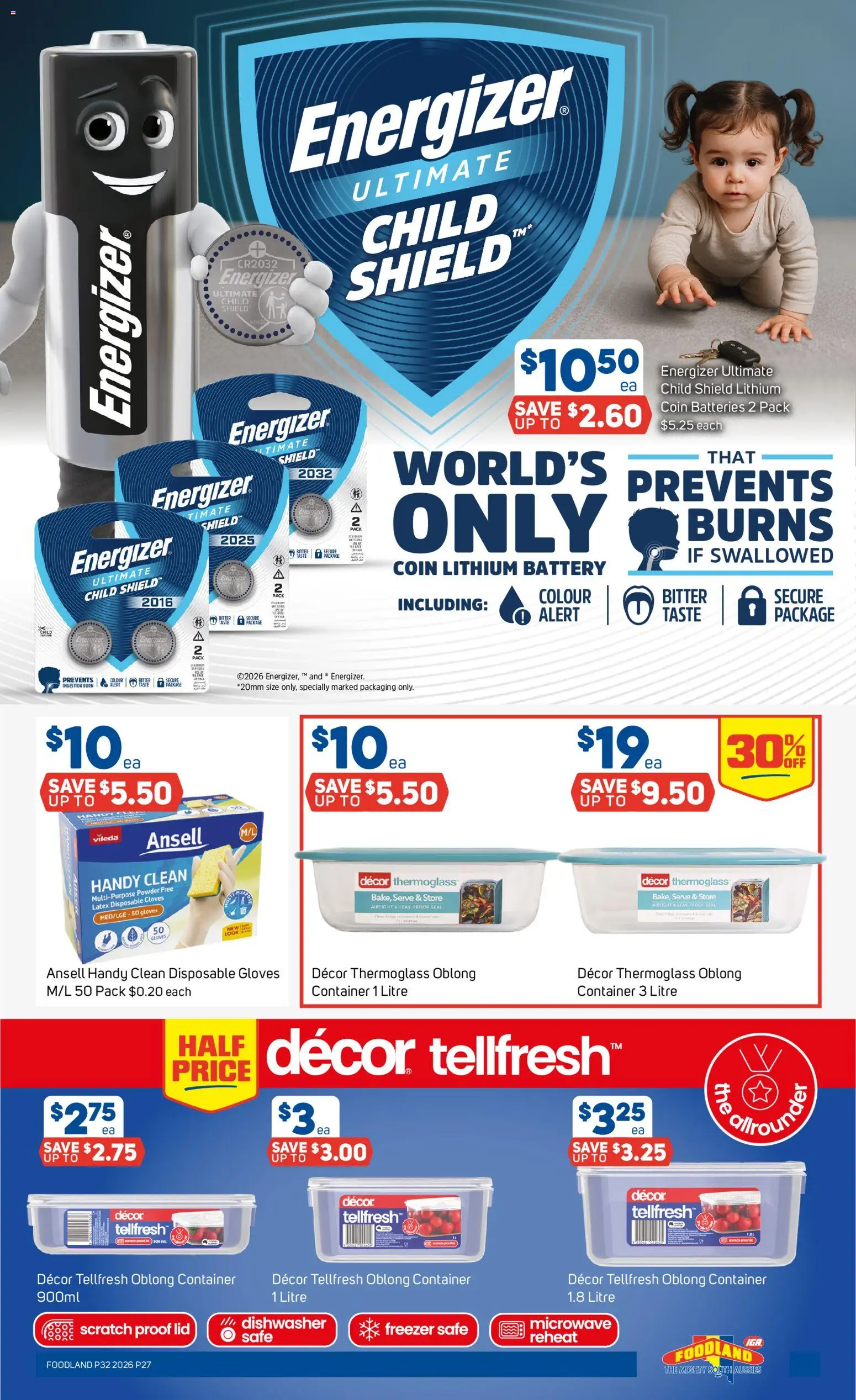 Foodland catalogue - valid from 05/08/2026 | Page: 27 | Products: Battery, Gloves, Batteries, Safe