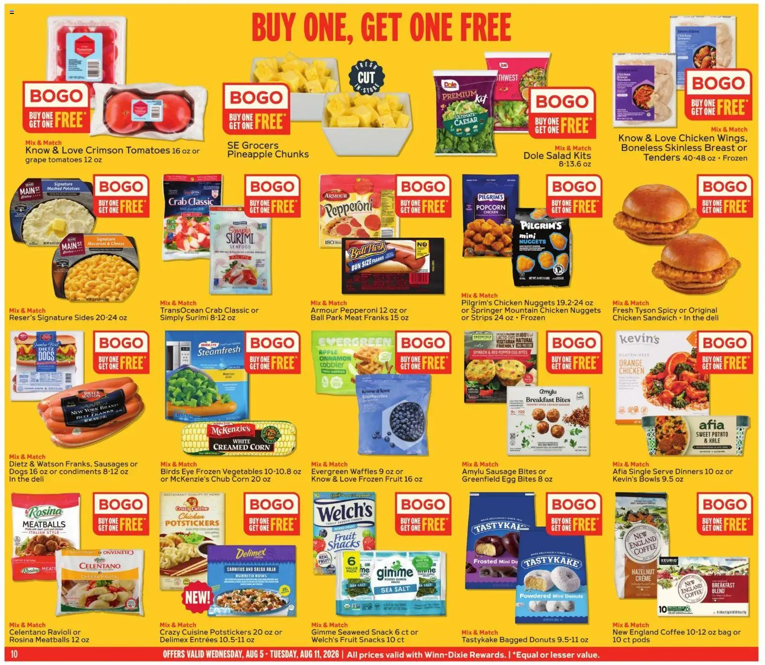 Winn Dixie Weekly Ad - valid from 08/05/2026 | Page: 10 | Products: Spinach, Potatoes, Vegetables, Bag