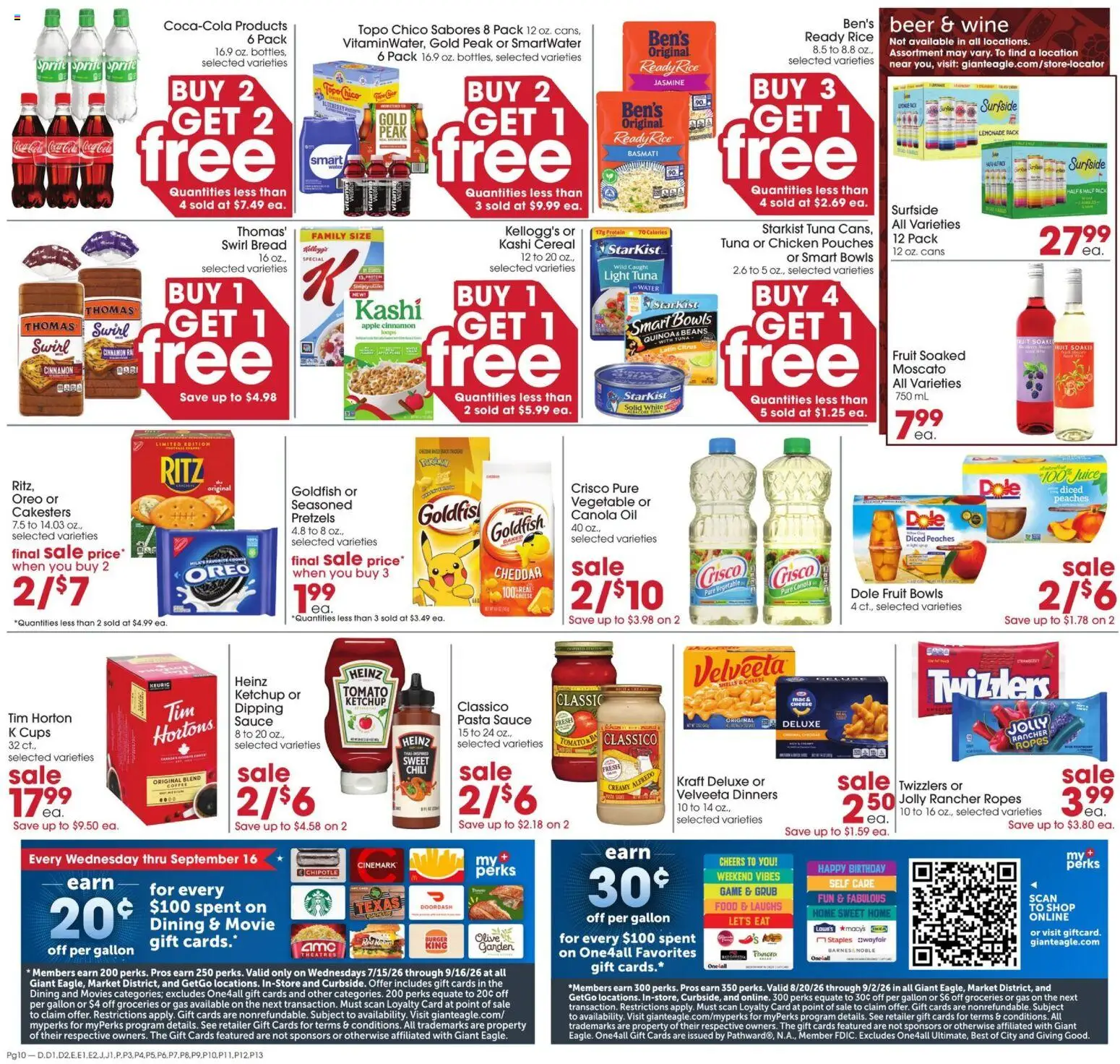 Giant Eagle Weekly Ad - valid from 08/20/2026 | Page: 10 | Products: Peaches, Bread, Wine, Tuna