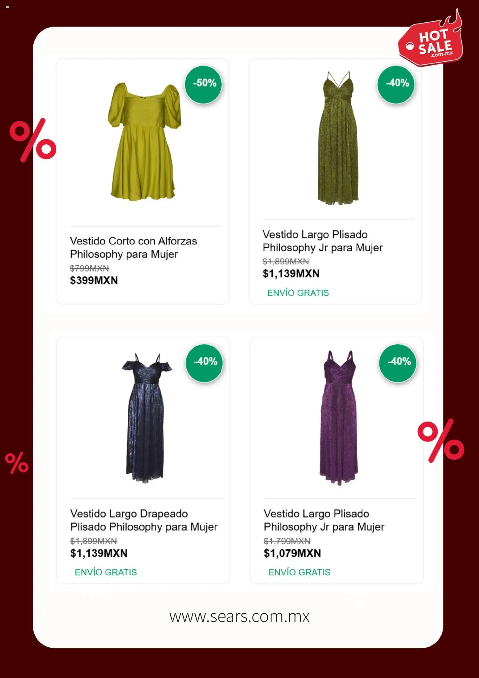 Nuevas ofertas de Sears válidas en toda la República Mexicana desde el 25.05.2026. ¡Encuentra las mejores ofertas en Sears Hot Sale! | Página: 2 | Productos: Vestido