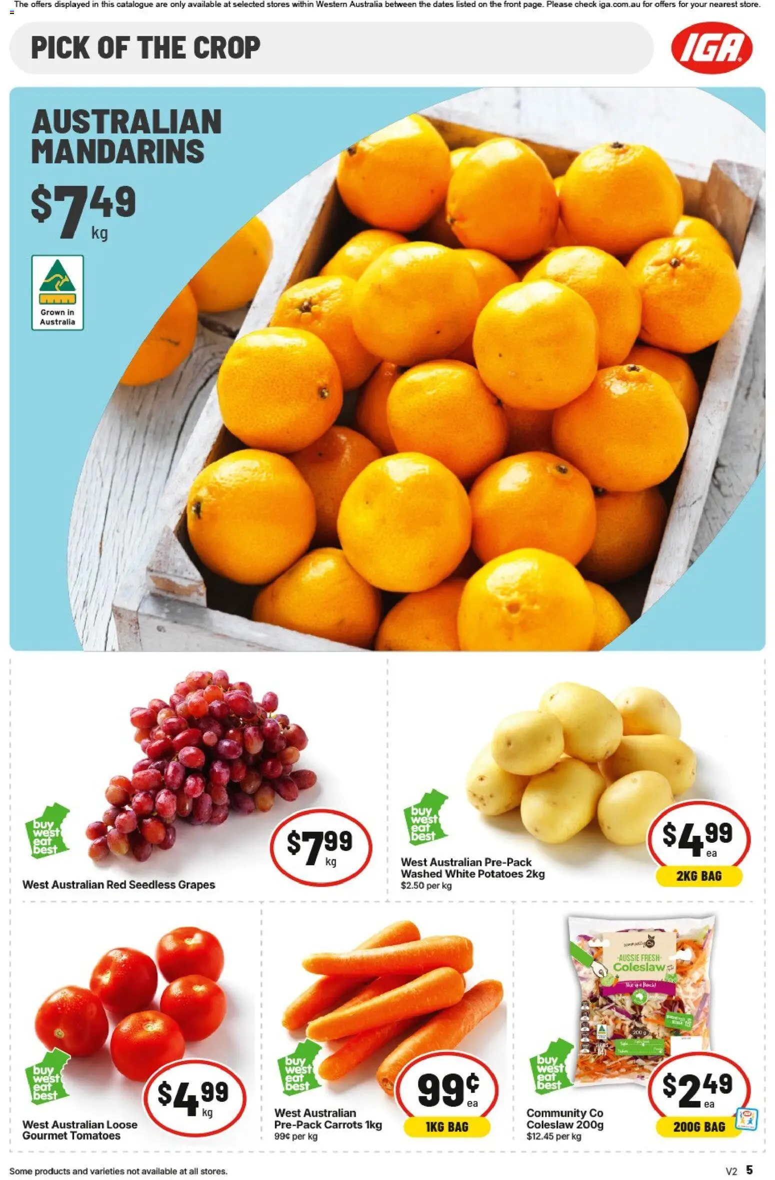 IGA catalogue - valid from 15.04.2026 | Page: 5 | Products: Mandarins, Carrots, Grapes, Bag