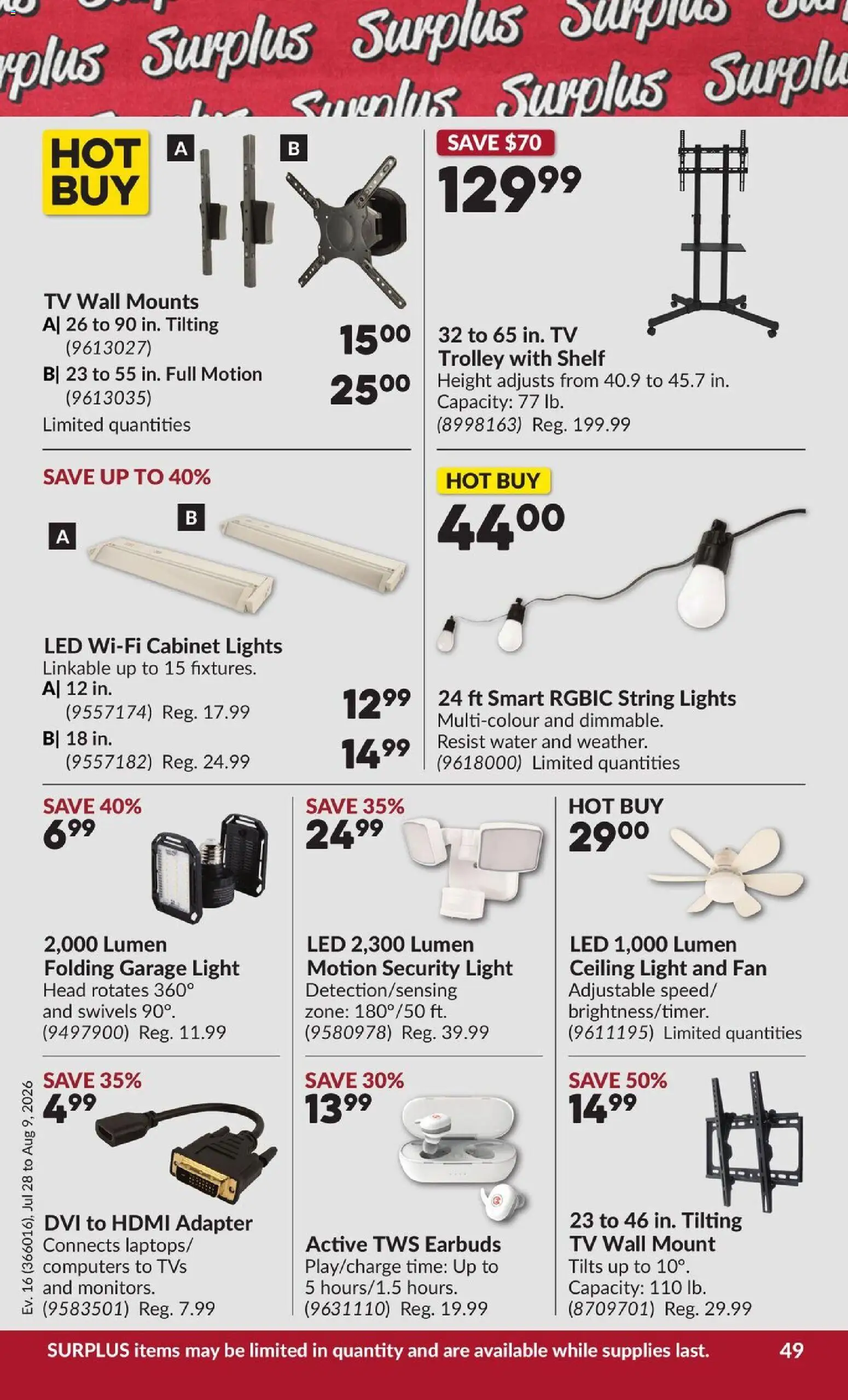 Princess Auto flyer valid from Jul 28, 2026 | Page: 54 | Products: Tv, Adapter, Fan, Cabinet