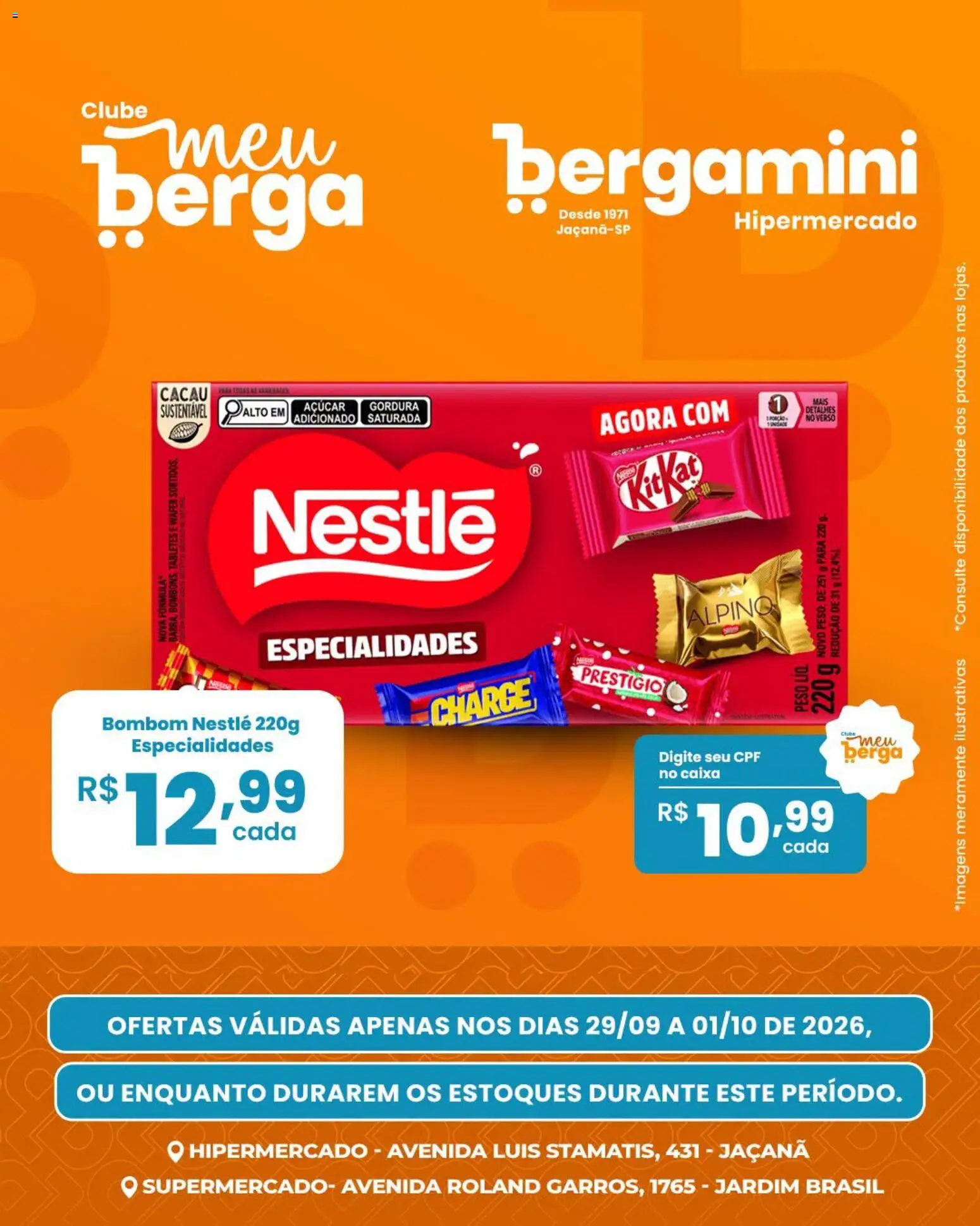 Supermercado Bergamini Folheto - válido de 29/09/2026 | Página: 6 | Produtos: Especialidades, Caixa, Açúcar, Bombom