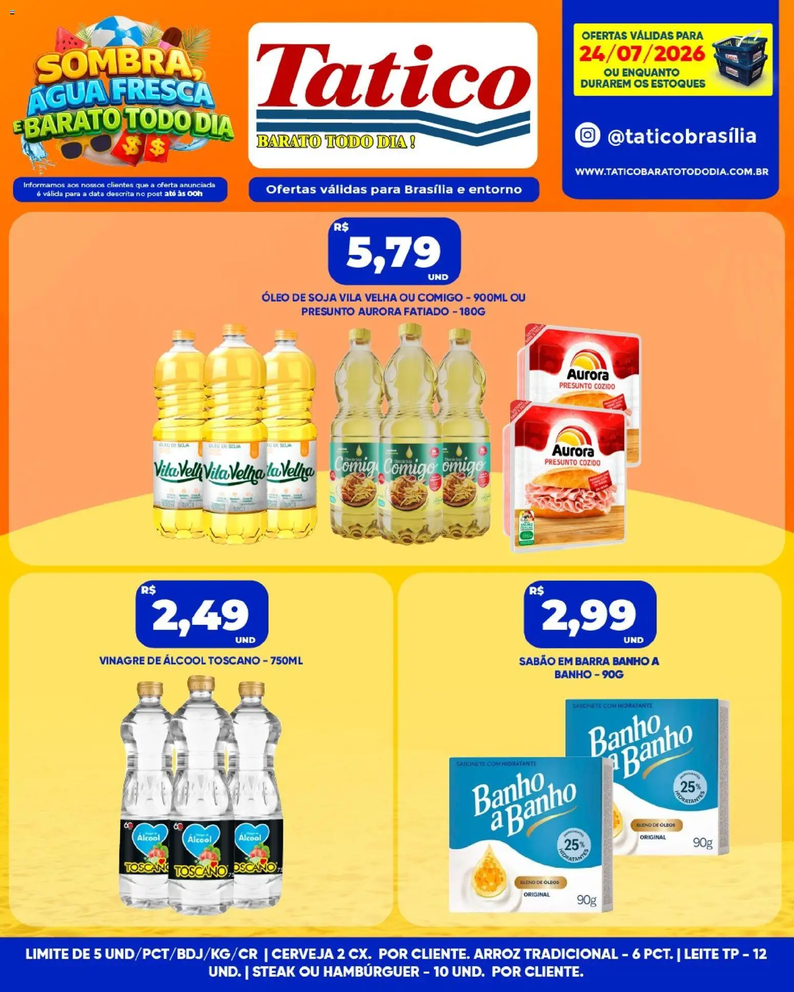 Tatico Folheto - válido de 25/07/2026 | Página: 24 | Produtos: Óleo, Cerveja, Hambúrguer, Soja