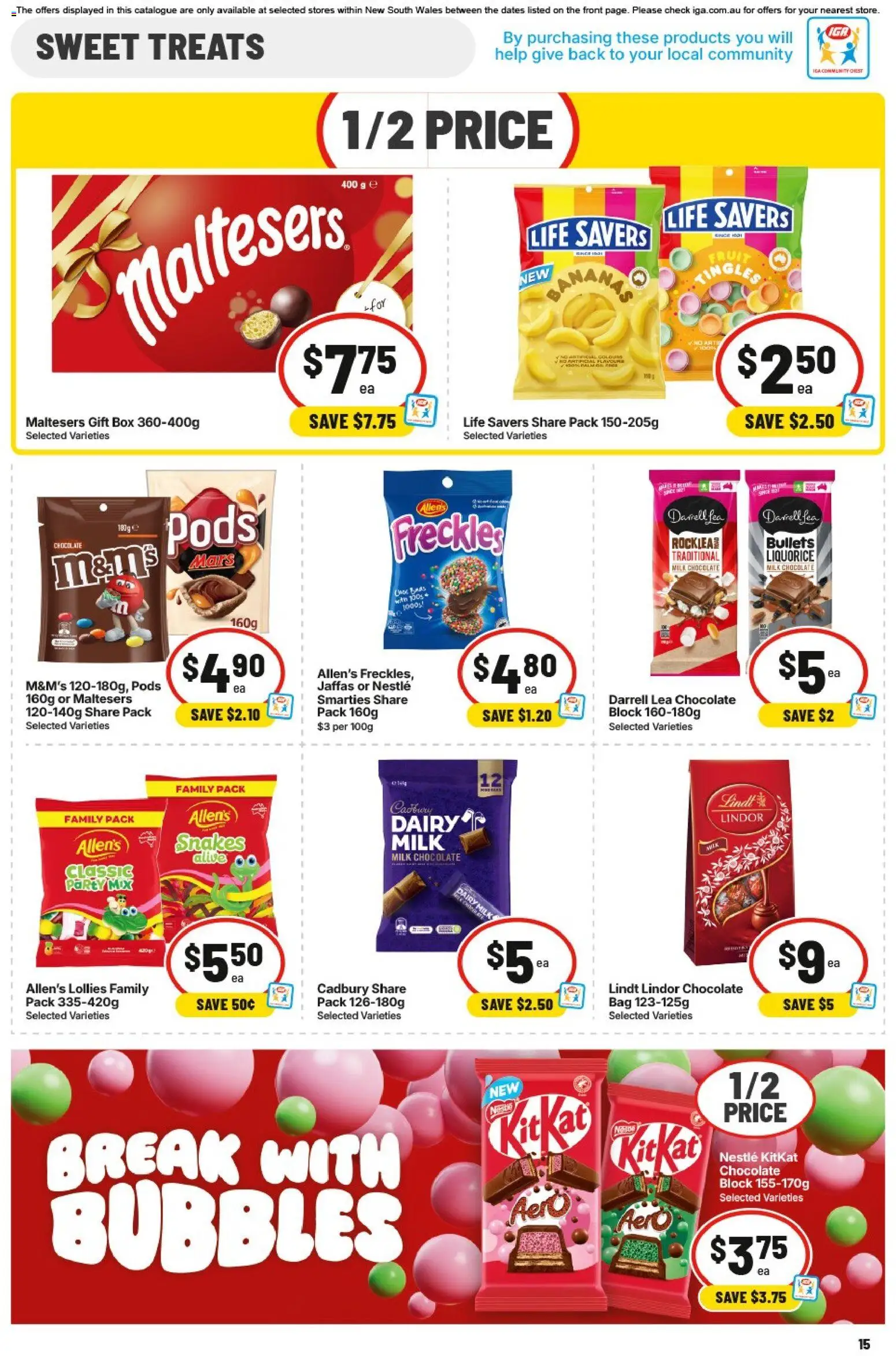 IGA catalogue - valid from 12/08/2026 | Page: 15 | Products: Box, Dairy, Bag, Lindt