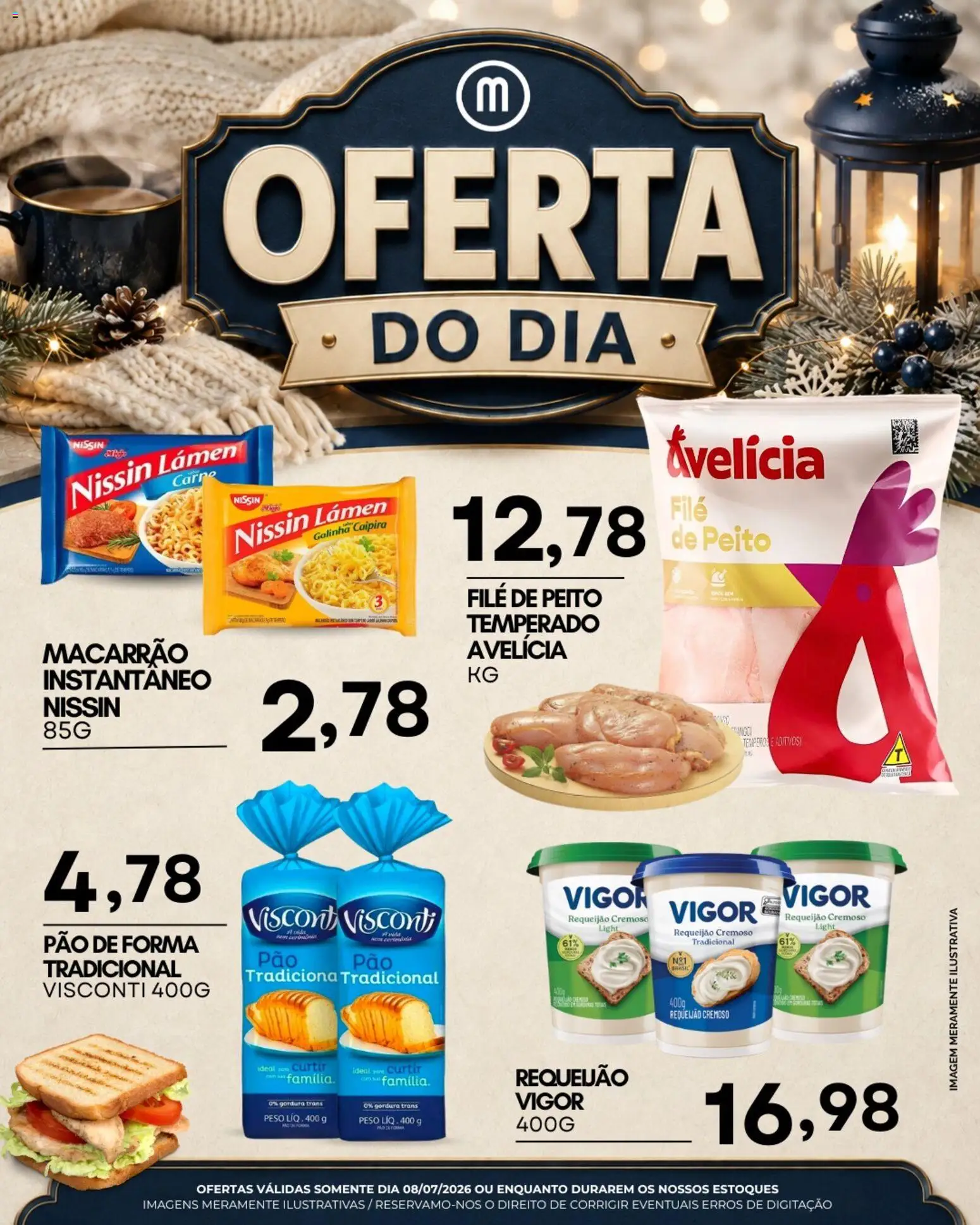 Mercadão Atacadista Folheto - válido de 08/07/2026 | Página: 1 | Produtos: Pão, Macarrão, Pão de forma, Requeijão