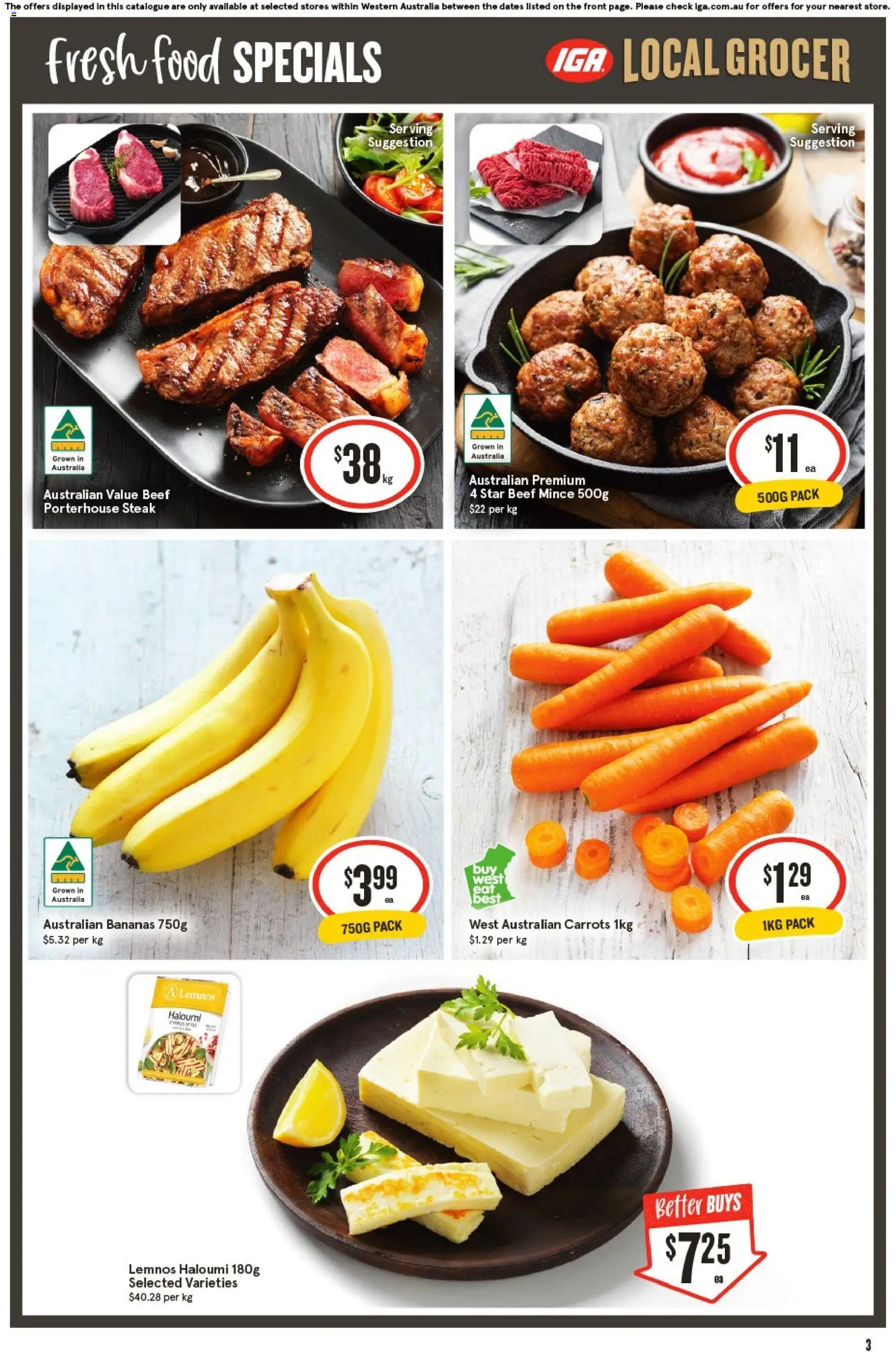 IGA catalogue - valid from 19/08/2026 | Page: 4 | Products: Food, Bananas, Beef, Steak