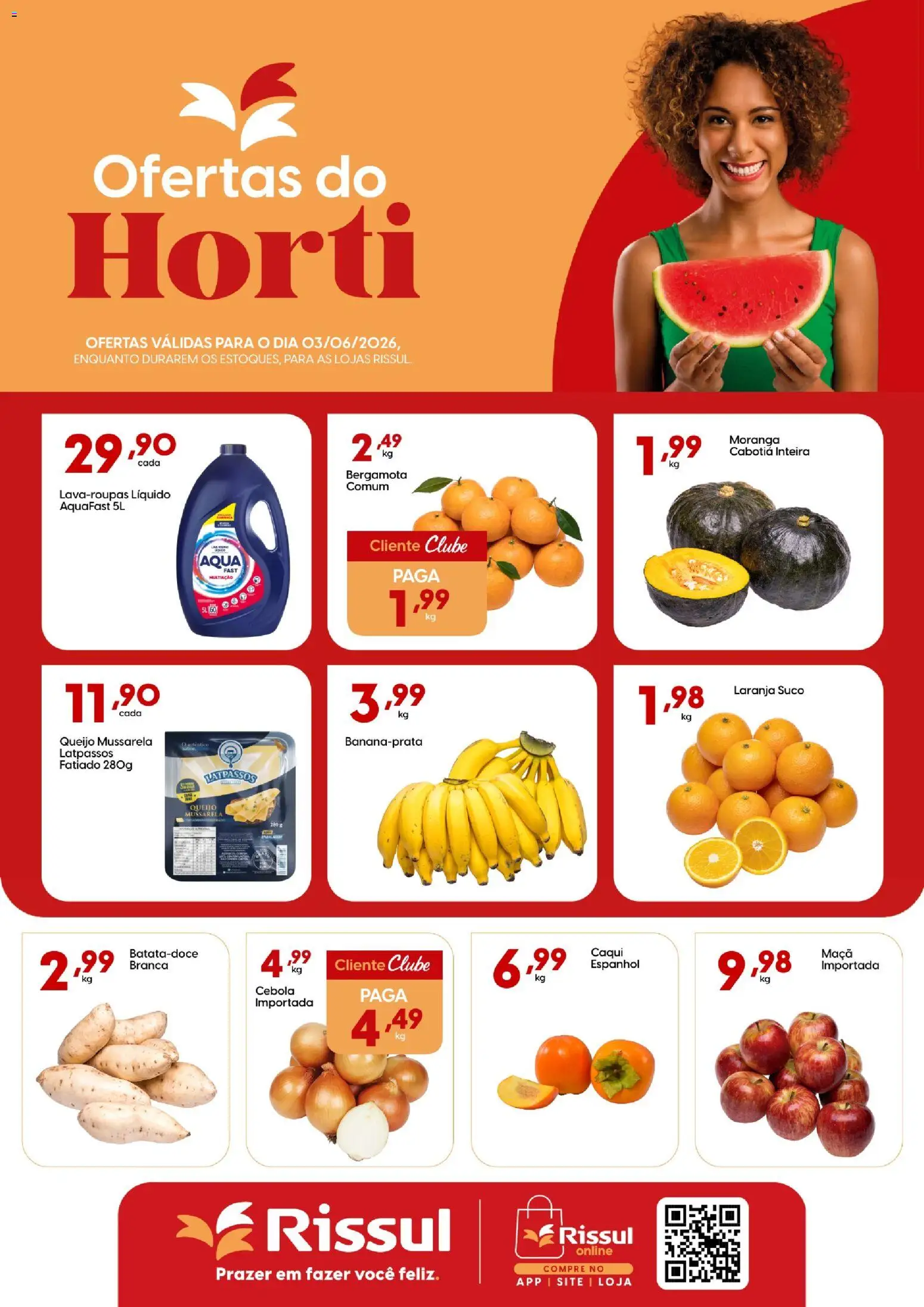 Rissul Folheto - válido de 03.06.2026 | Página: 1 | Produtos: Moranga, Bergamota, Cebola, Queijo
