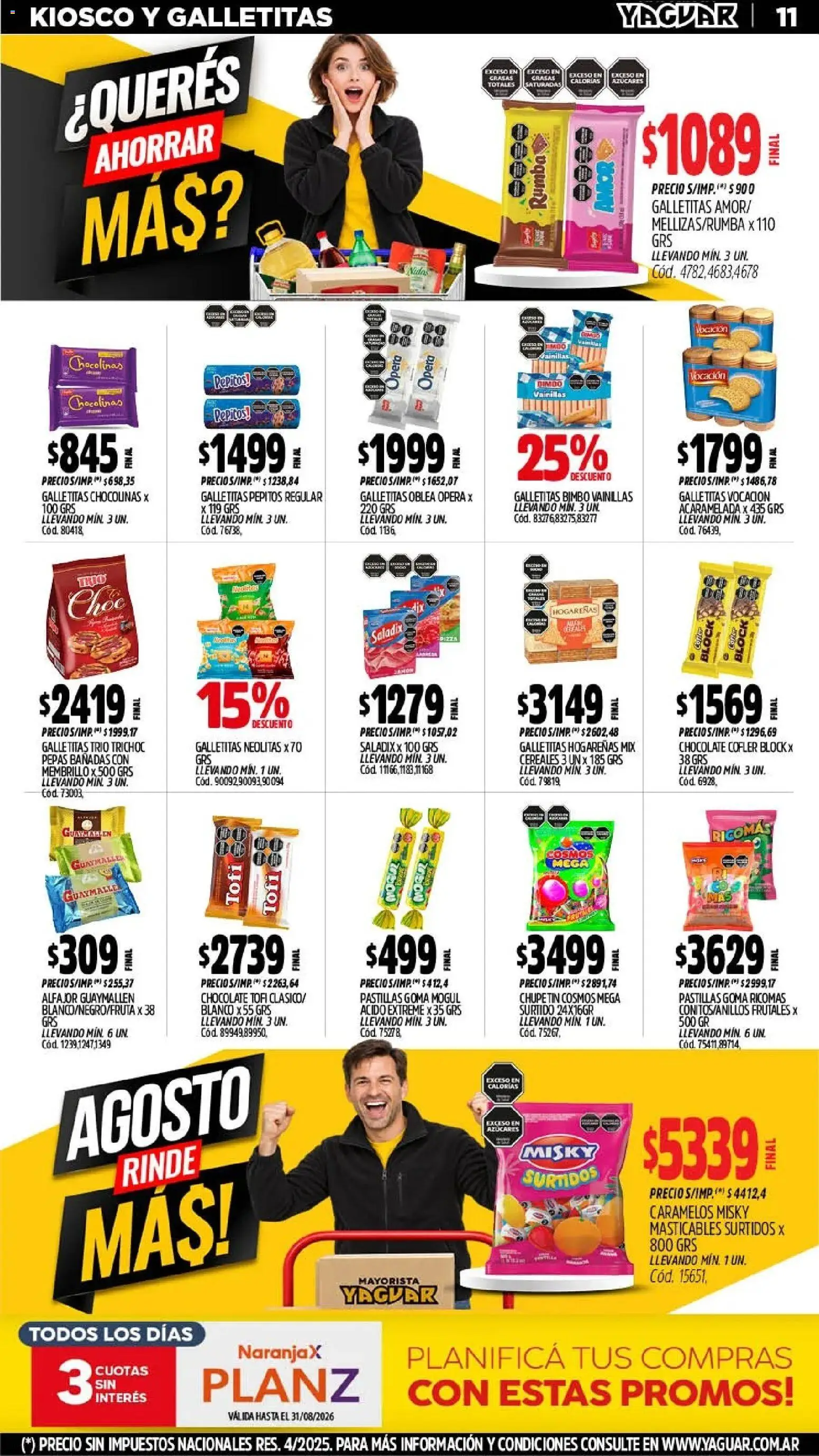 Yaguar catálogo │ válido desde el 17/07/2026 | Página: 12 | Productos: Galletitas, Chocolate, Alfajor, Cereales