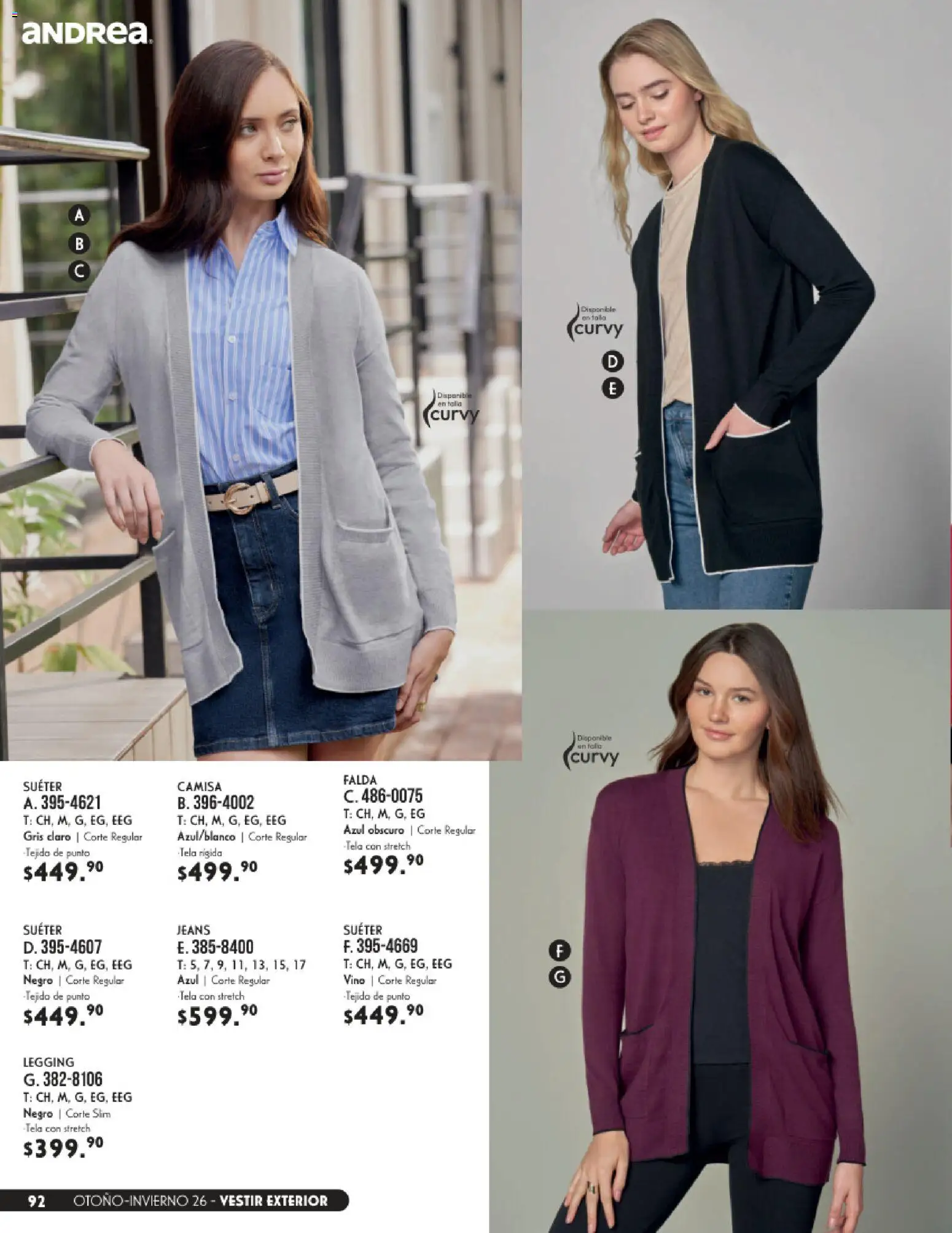 Nuevas ofertas de Andrea válidas en toda la República Mexicana desde el 23/08/2026. ¡Encuentra las mejores ofertas en Andrea catálogo Vestir! | Página: 92 | Productos: Suéter, Camisa, Vino, Falda