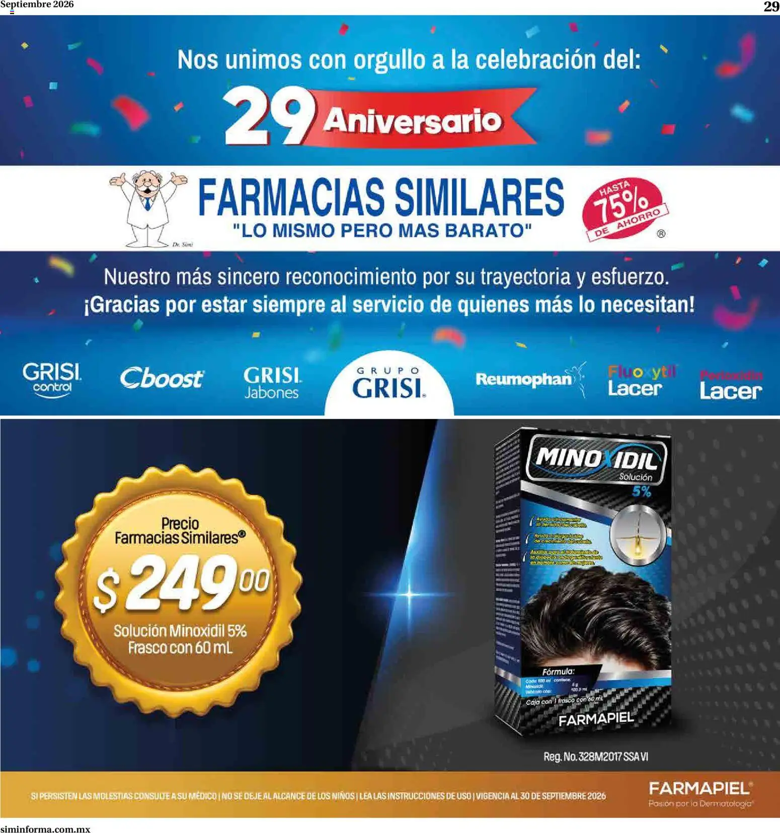 Nuevas ofertas de Farmacias Similares válidas en toda la República Mexicana desde el 01/09/2026. ¡Encuentra las mejores ofertas en Farmacias Similares catálogo! | Página: 29