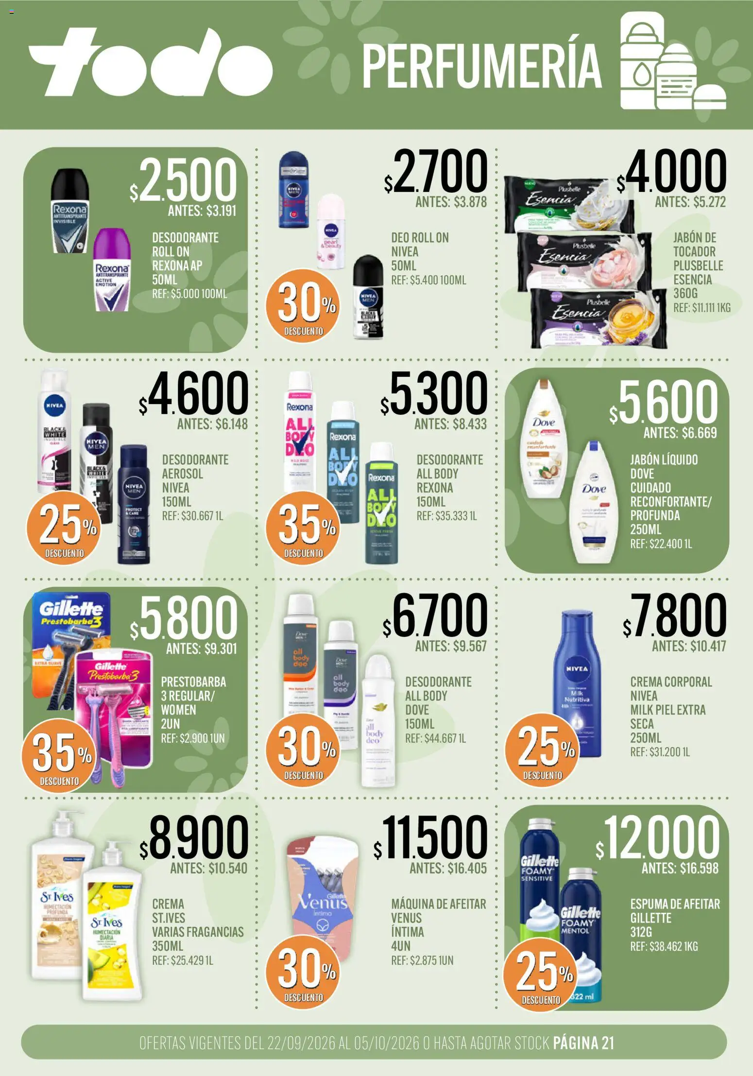 Supermercados TODO catálogo │ válido desde el 22/09/2026 | Página: 21 | Productos: Maquina de afeitar, Espuma de afeitar, Espuma, Crema