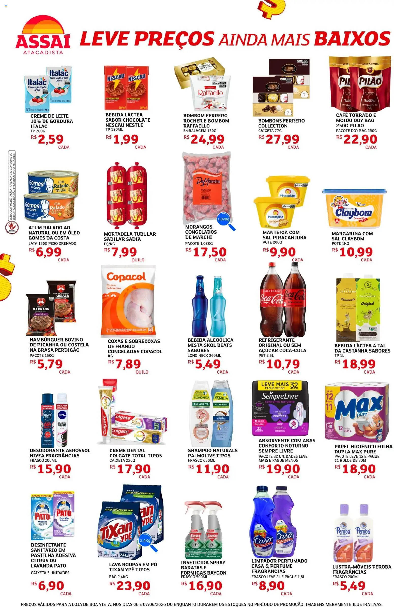 Assaí Atacadista Folheto - válido de 06.06.2026 | Página: 2 | Produtos: Picanha, Morangos, Creme de leite, Absorvente