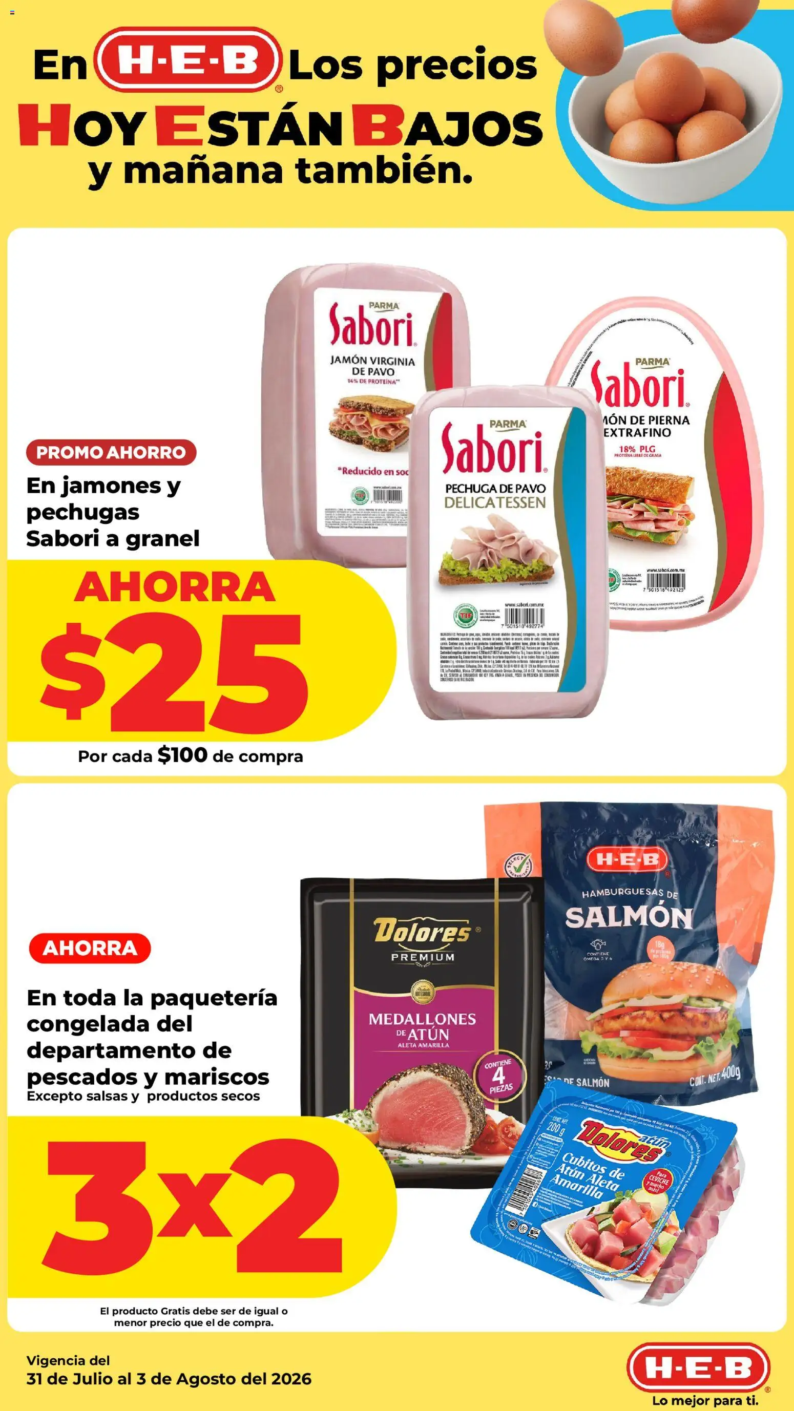 Nuevas ofertas de H-E-B válidas en toda la República Mexicana desde el 31/07/2026. ¡Encuentra las mejores ofertas en H-E-B folleto! | Página: 8 | Productos: Atún, Jamón