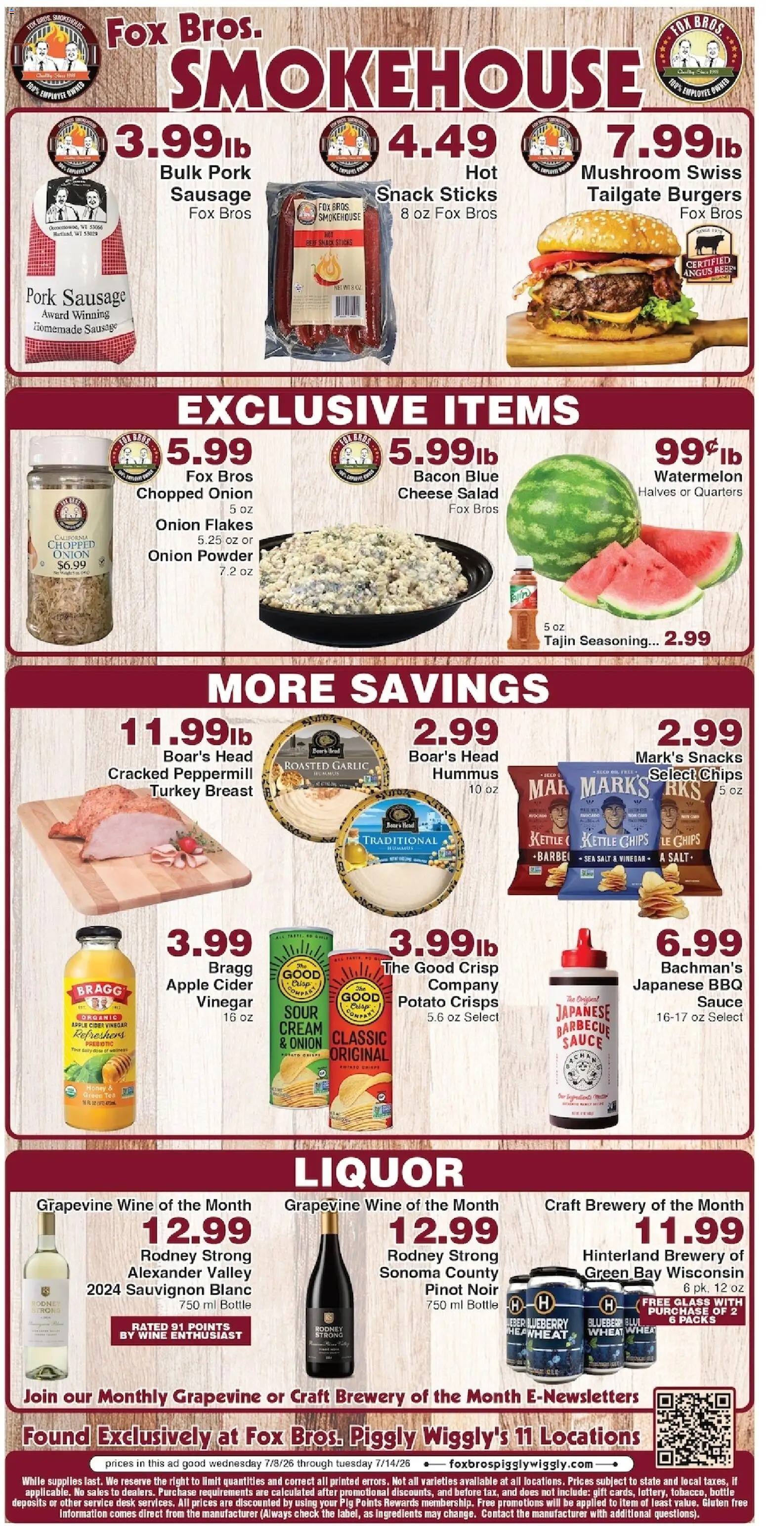 Piggly Wiggly Weekly Ad - valid from 07/08/2026 | Page: 3 | Products: Wine, Tea, Salt, Watermelon